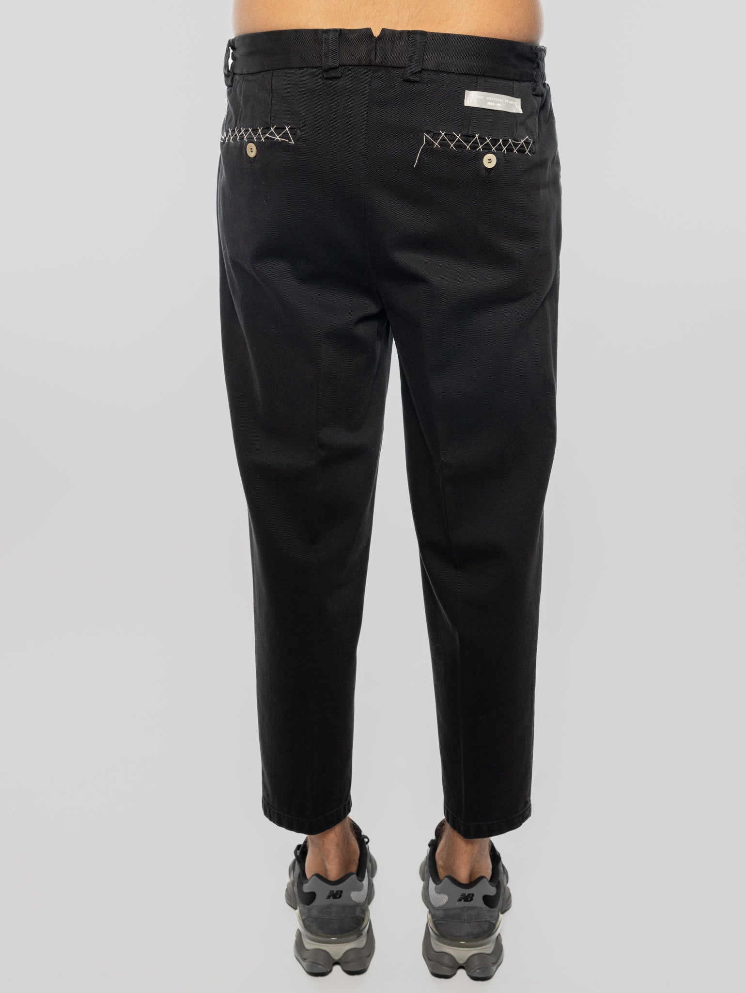 Pantaloni in Bull Denim con Pinces Nero