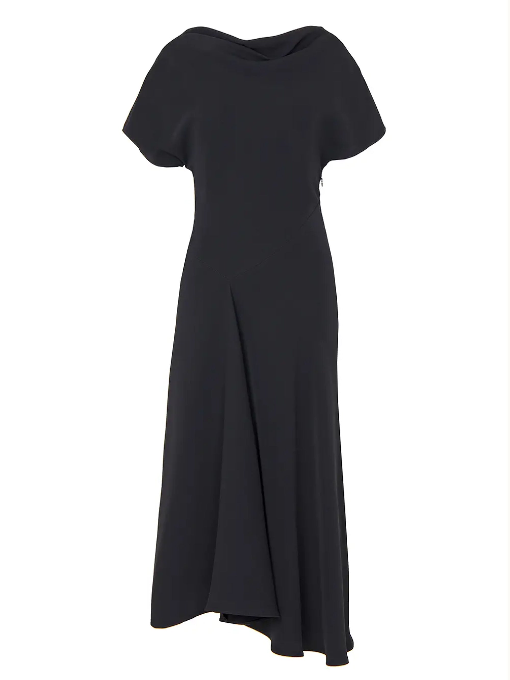 Black Draped Midi Dress