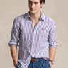 RALPH LAUREN-Camicia a Righe Custom Fit in Lino Blu/Bianco-TRYME Shop