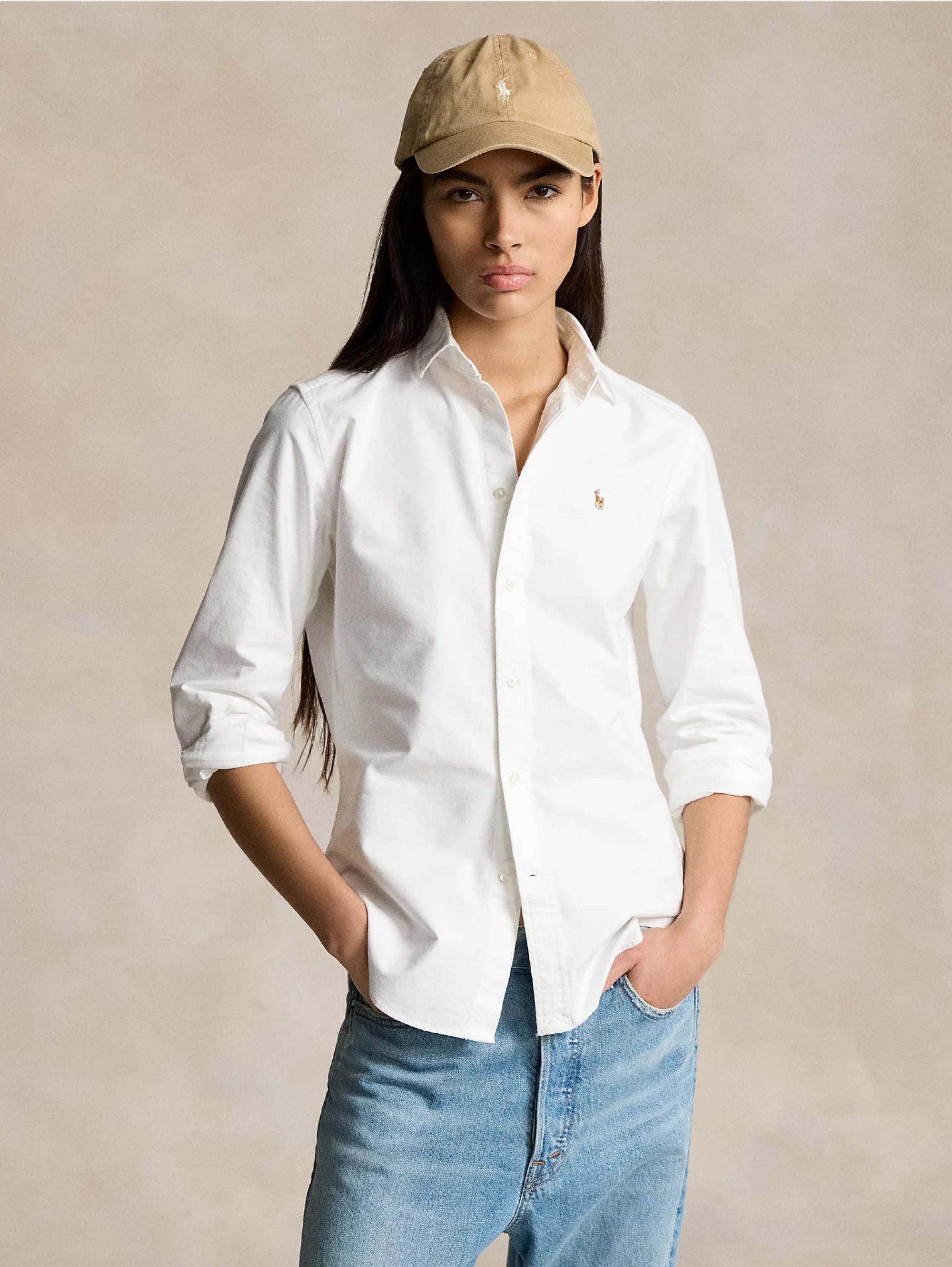 RALPH LAUREN-Camicia Slim Fit in Oxford Bianco-TRYME Shop