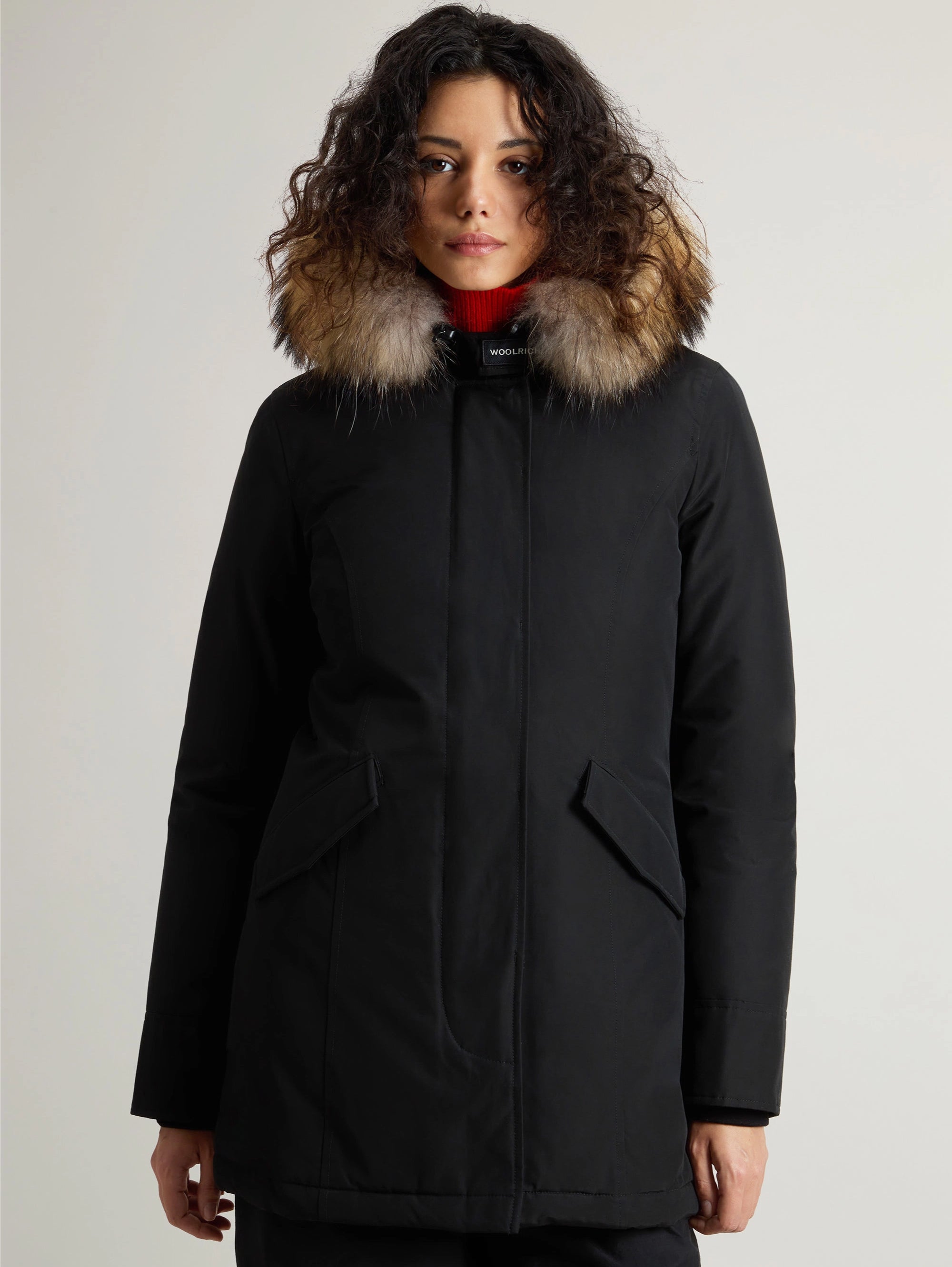 WOOLRICH-Parka Arctic con Cappuccio in Raccoon Nero-TRYME Shop