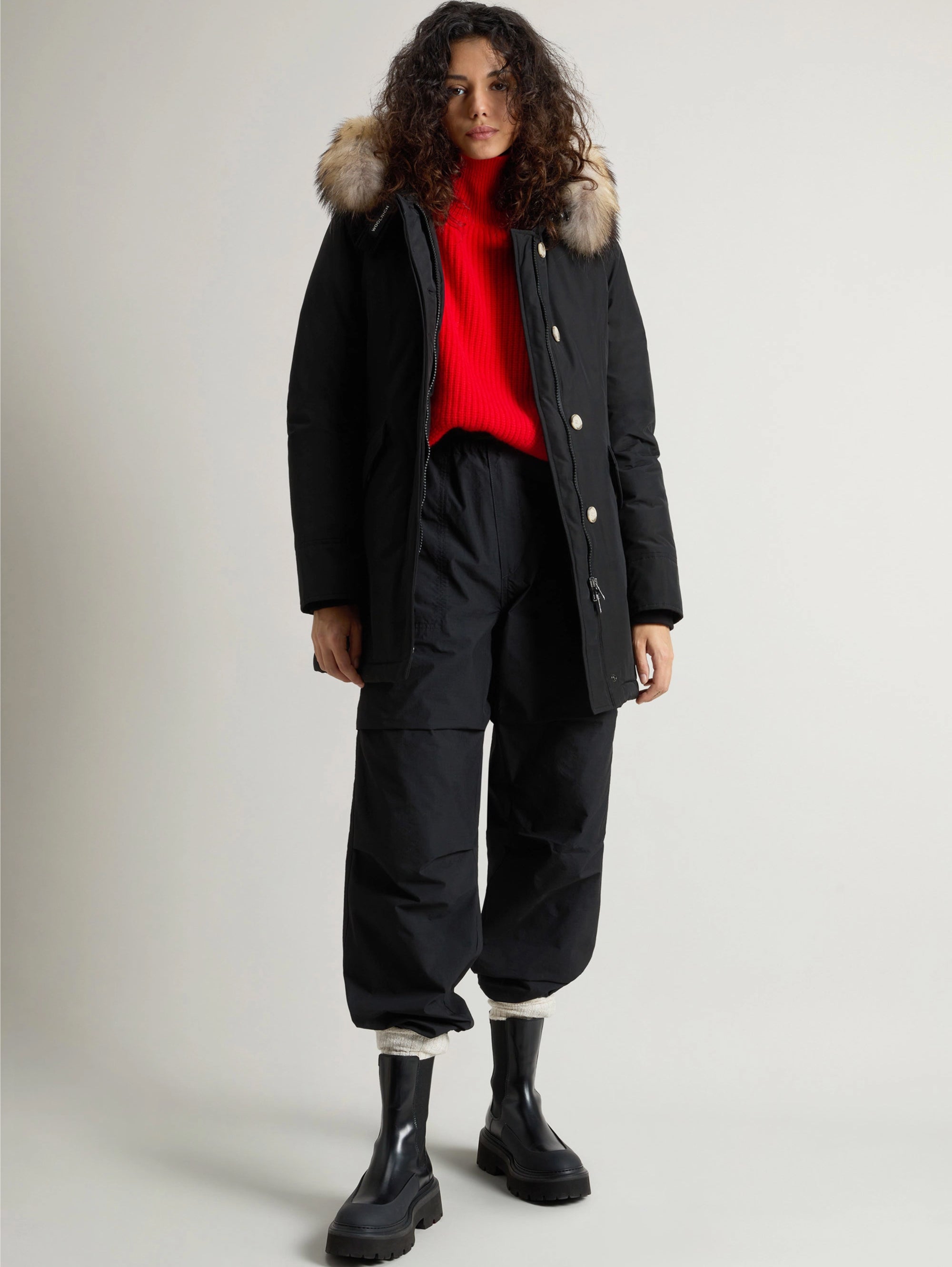 Arctic Parka with Hood in Black Raccoon