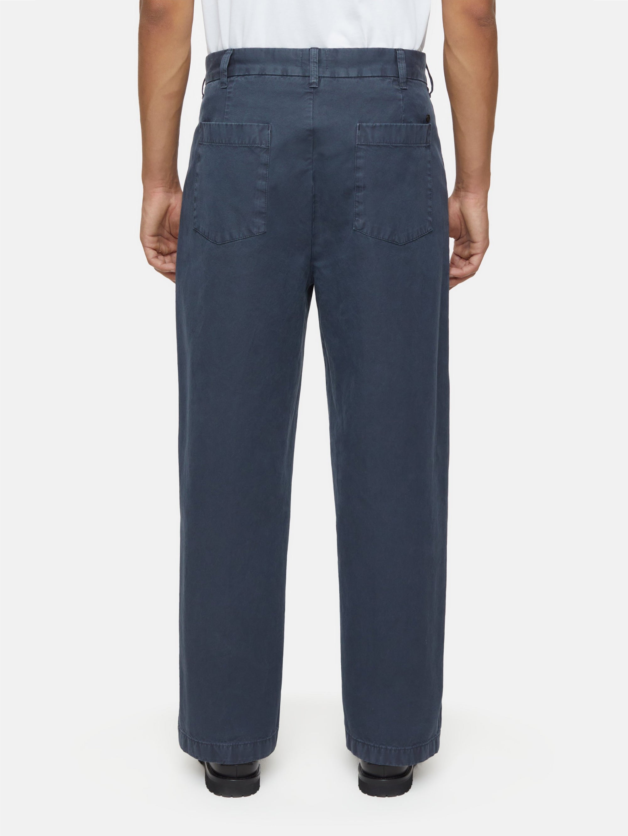 Wide Pants with Pleats Smoke Blue