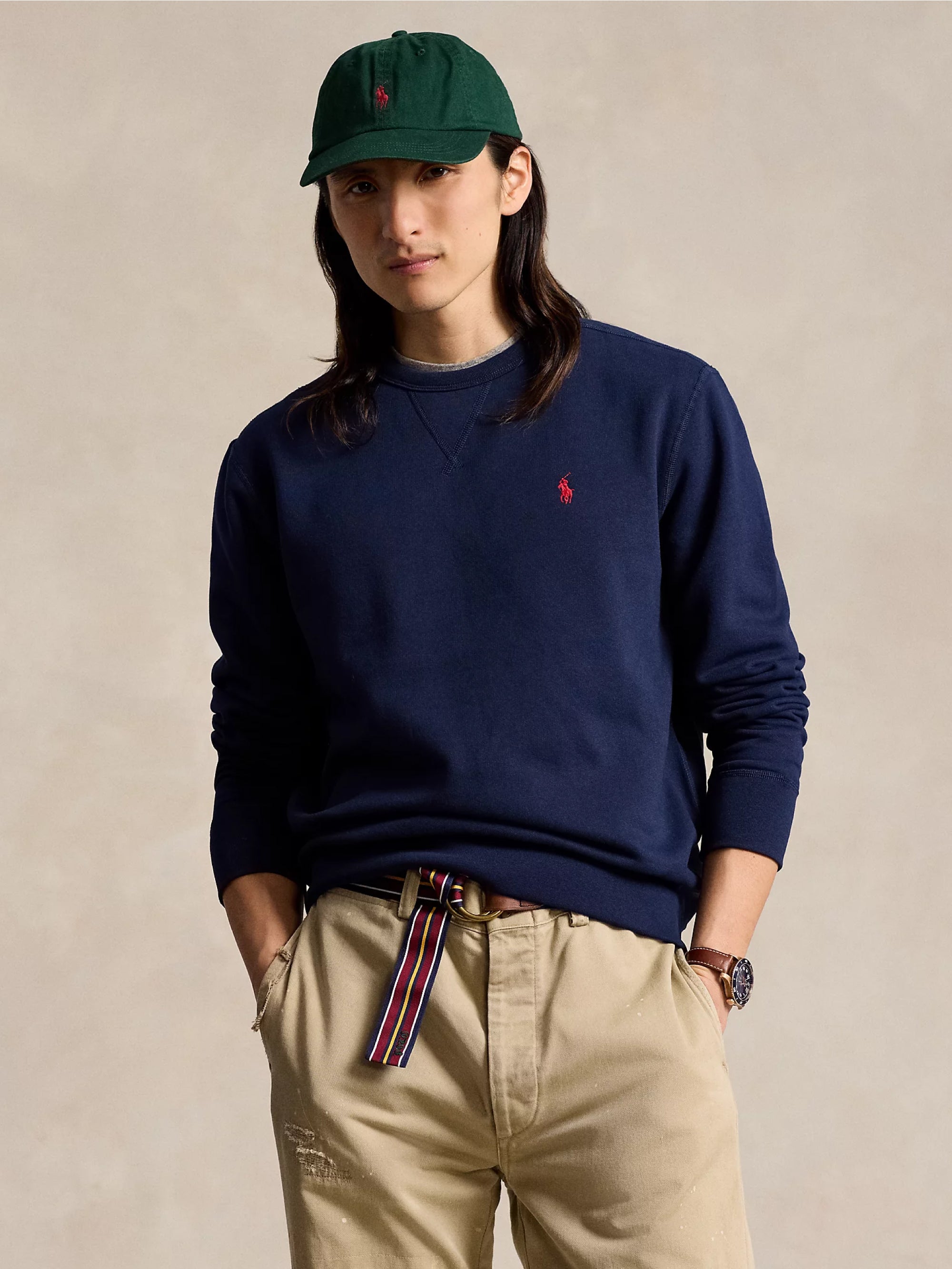 RALPH LAUREN-Felpa Girocollo in Cotone Blu-TRYME Shop