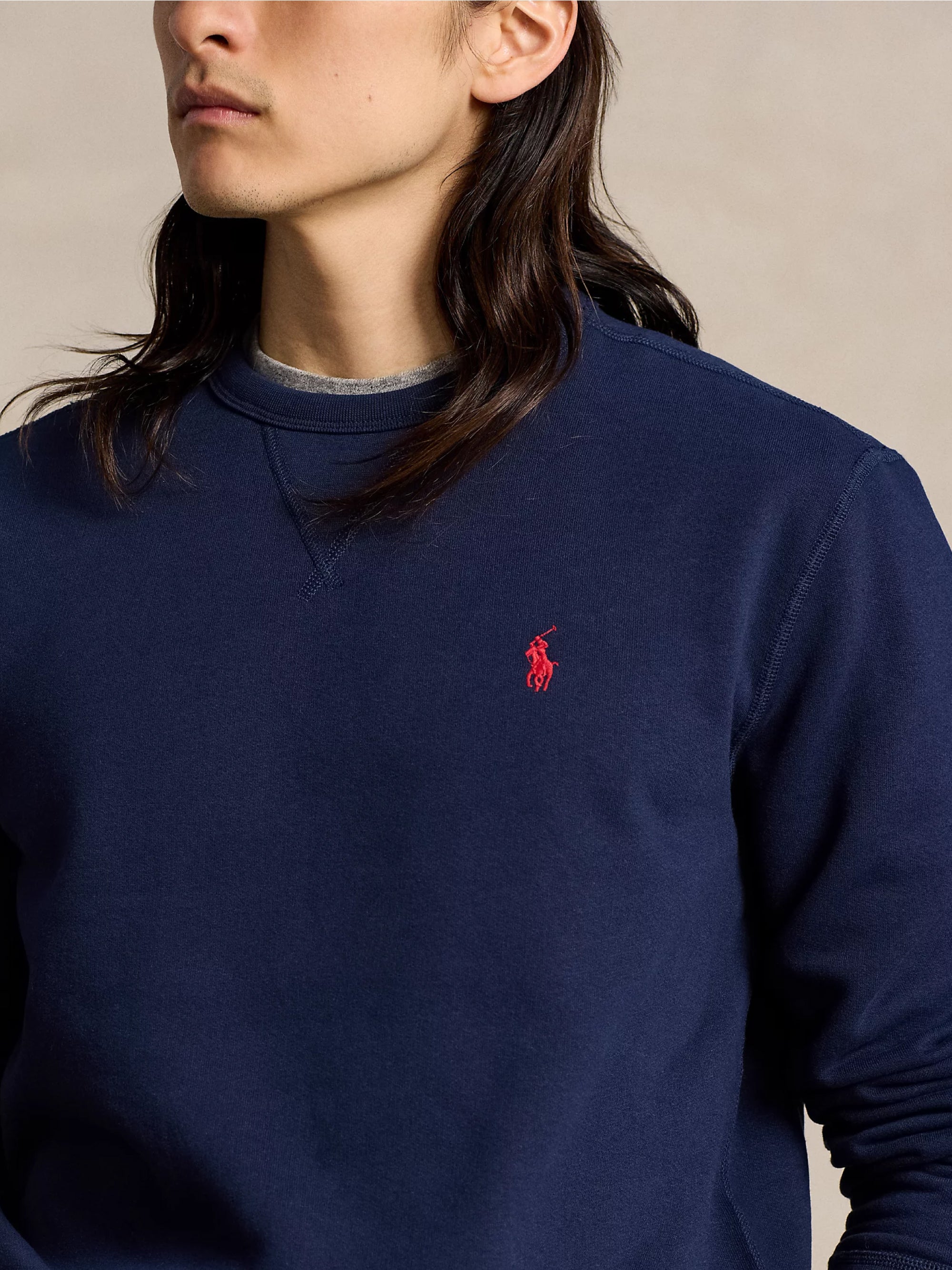 Blue Cotton Crew Neck Sweatshirt