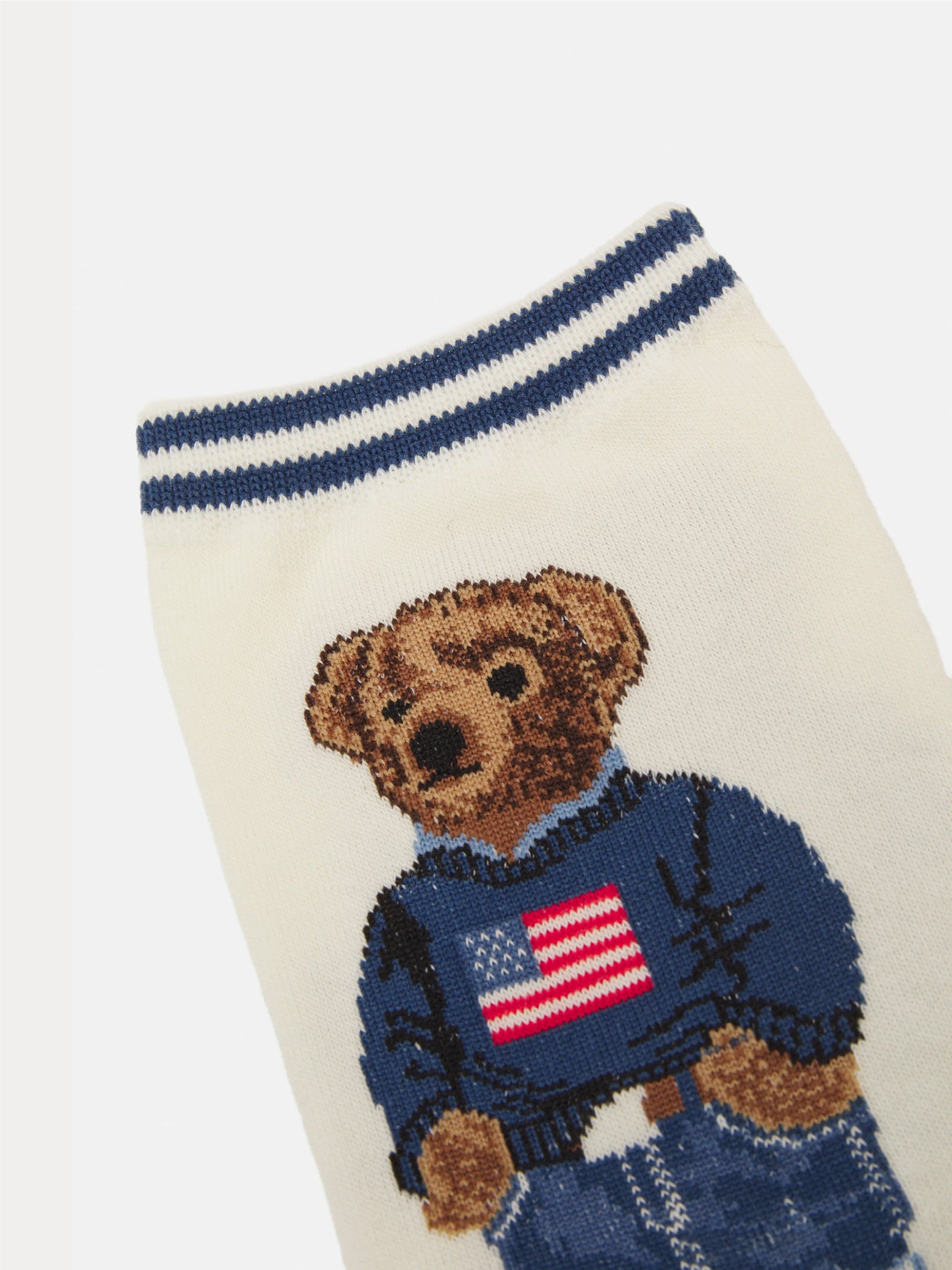 Polo Bear Ivory Embroidered Socks