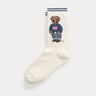 RALPH LAUREN-Calze con Ricamo Polo Bear Avorio/Blu-TRYME Shop