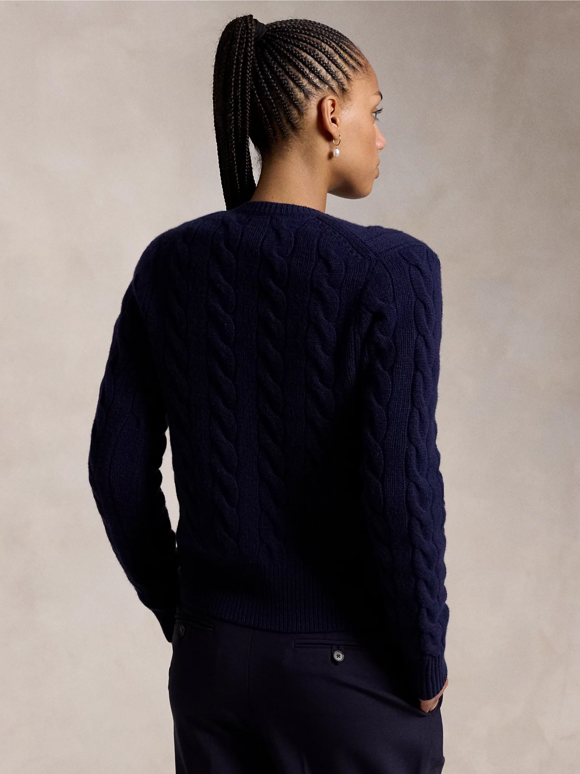 Cardigan mit Zopfstrick aus Mischcashmere in Blau