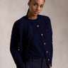 RALPH LAUREN-Cardigan a Trecce in Misto Cashmere Blu-TRYME Shop