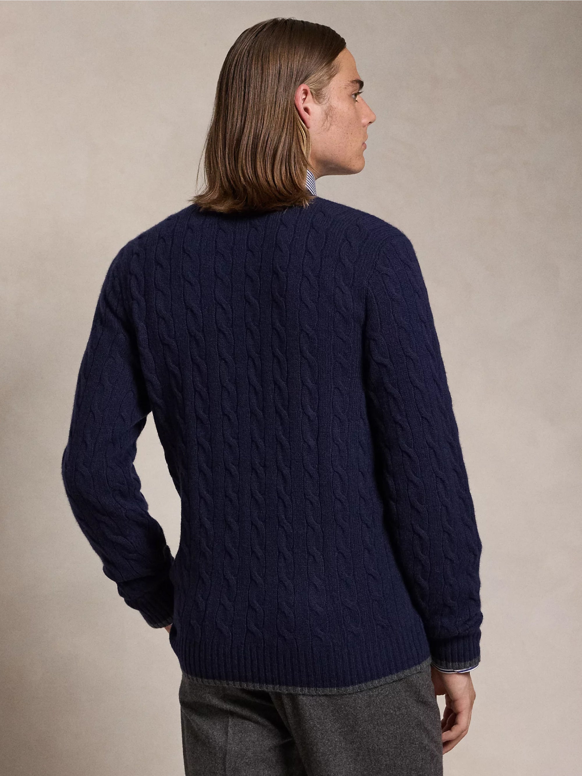 Blue Cable Wool and Cashmere Cardigan