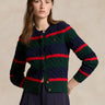 RALPH LAUREN-Cardigan a Righe in Misto Cashmere Verde/Blu-TRYME Shop