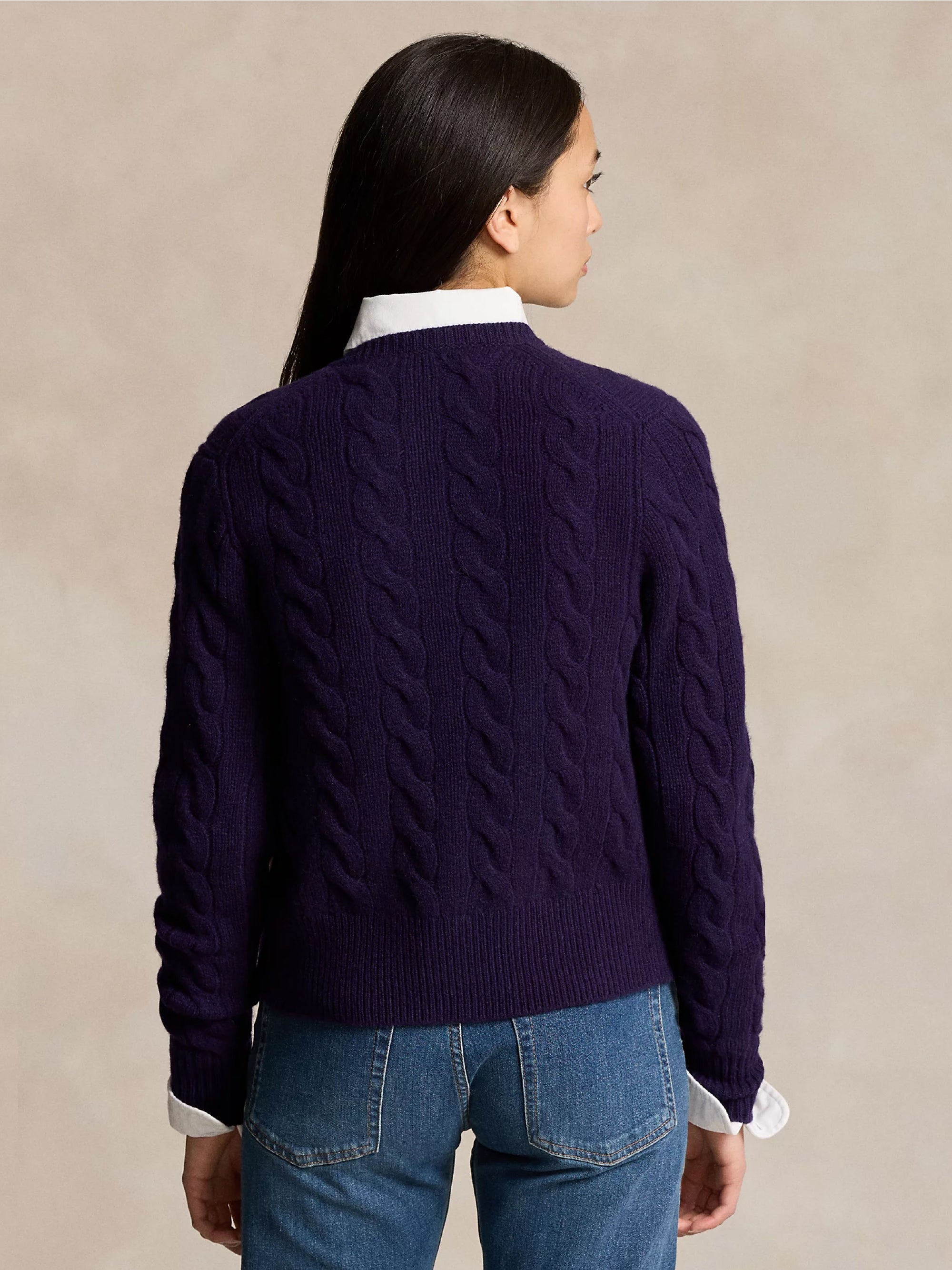 Purple Cashmere Blend Cable Cardigan