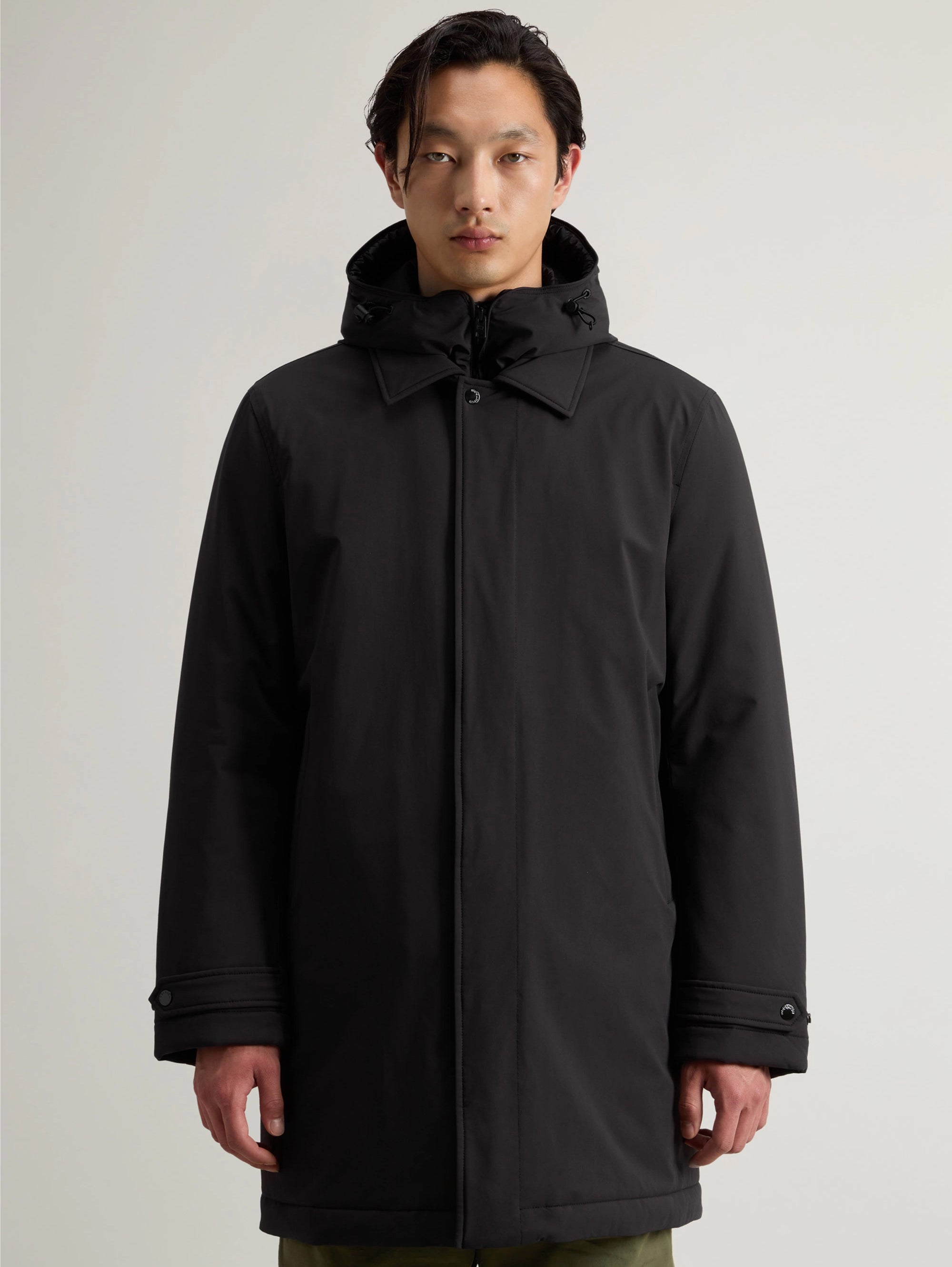 WOOLRICH-Soprabito Due in Uno in Tessuto Stretch Nero-TRYME Shop