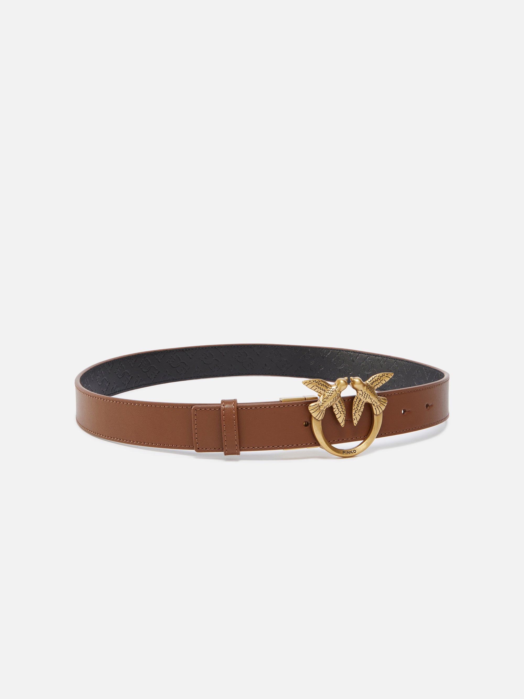 Leather Belt with Brown/Gold Buckle