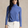 RALPH LAUREN-Maglia con Collo Alto a Trecce Blu-TRYME Shop