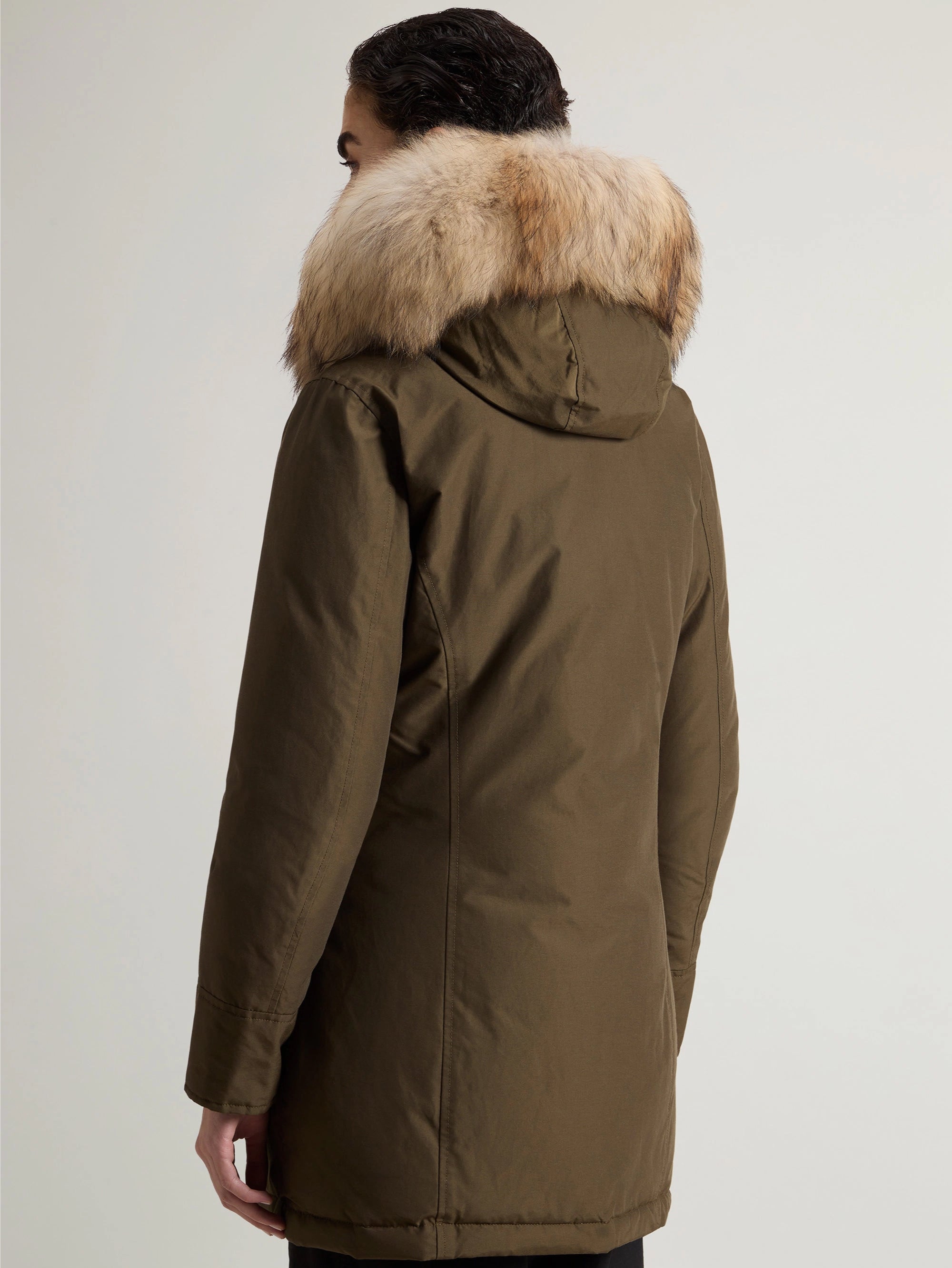 Parka Arctic con Cappuccio in Raccoon Verde