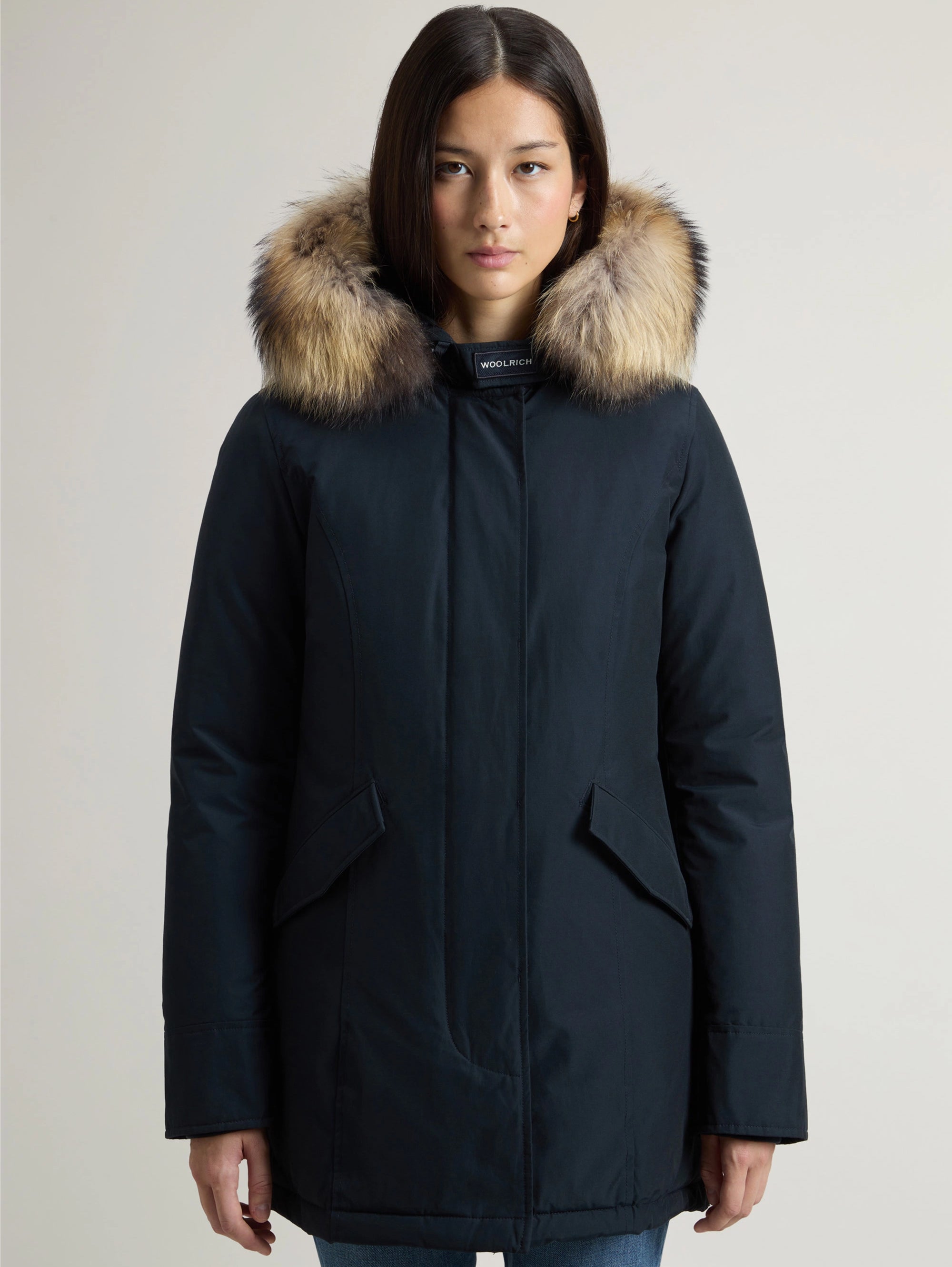 WOOLRICH-Parka Arctic con Cappuccio in Raccoon Blu-TRYME Shop