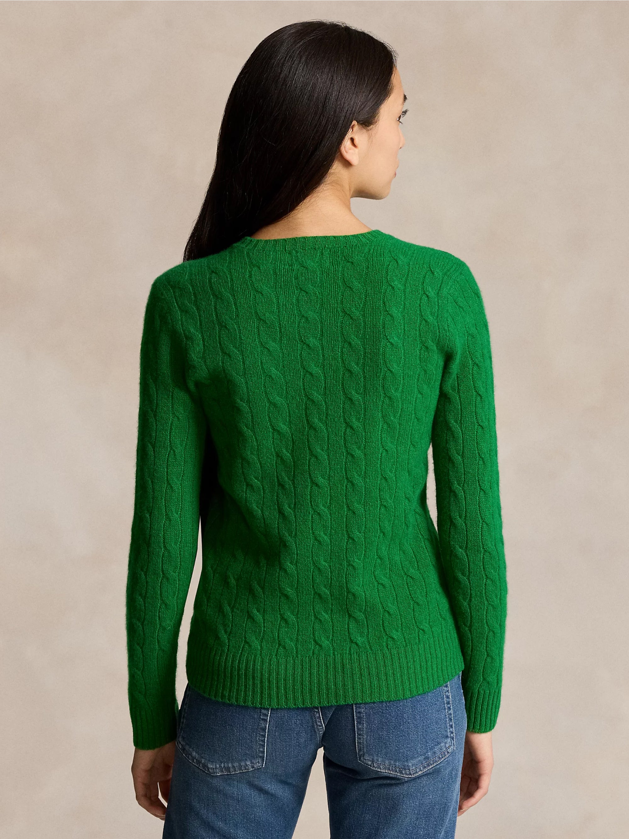 Grass Green Cashmere Blend Cable Sweater