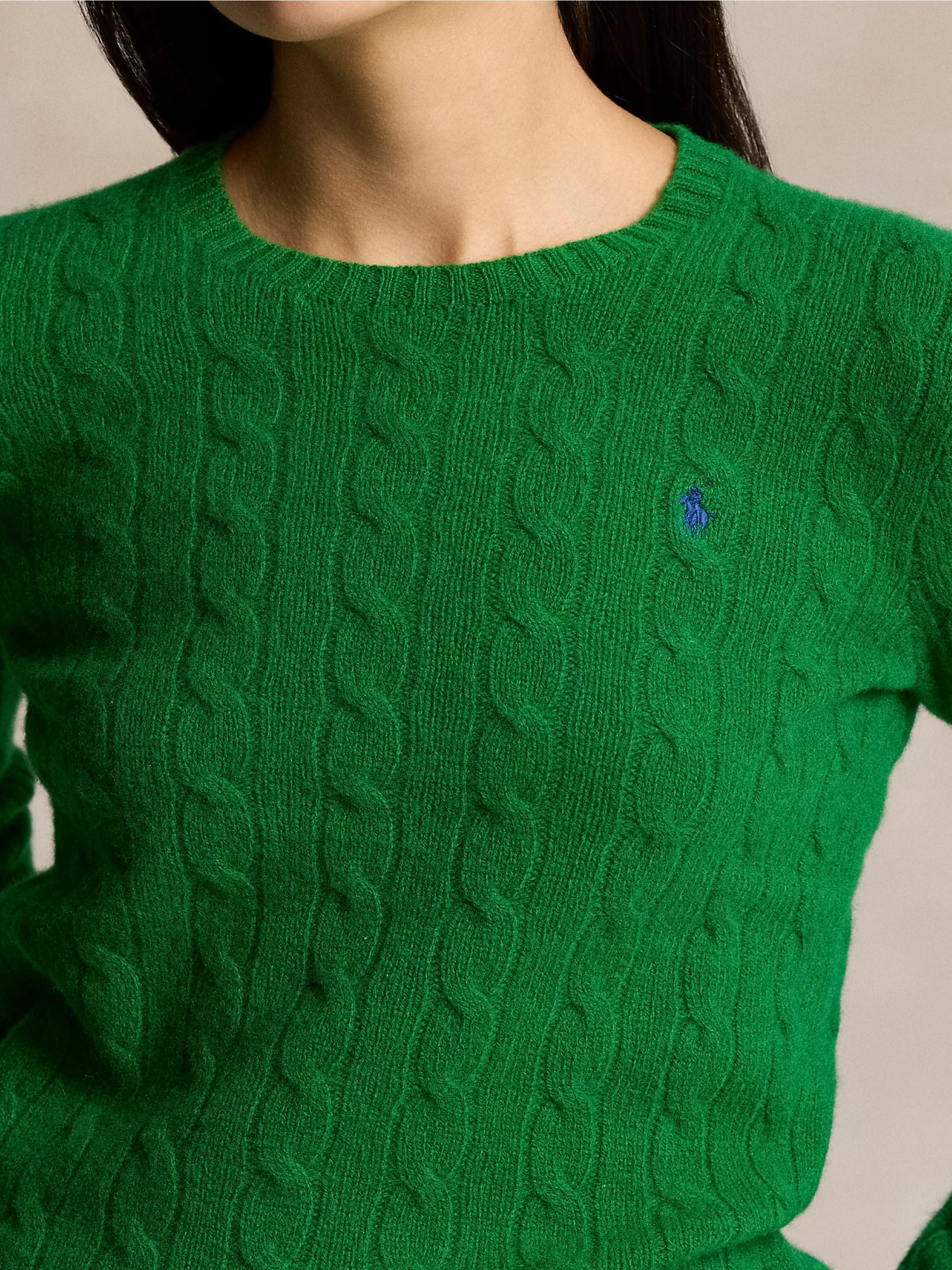 Grass Green Cashmere Blend Cable Sweater