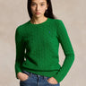 RALPH LAUREN-Maglia a Trecce in Misto Cashmere Verde Erba-TRYME Shop