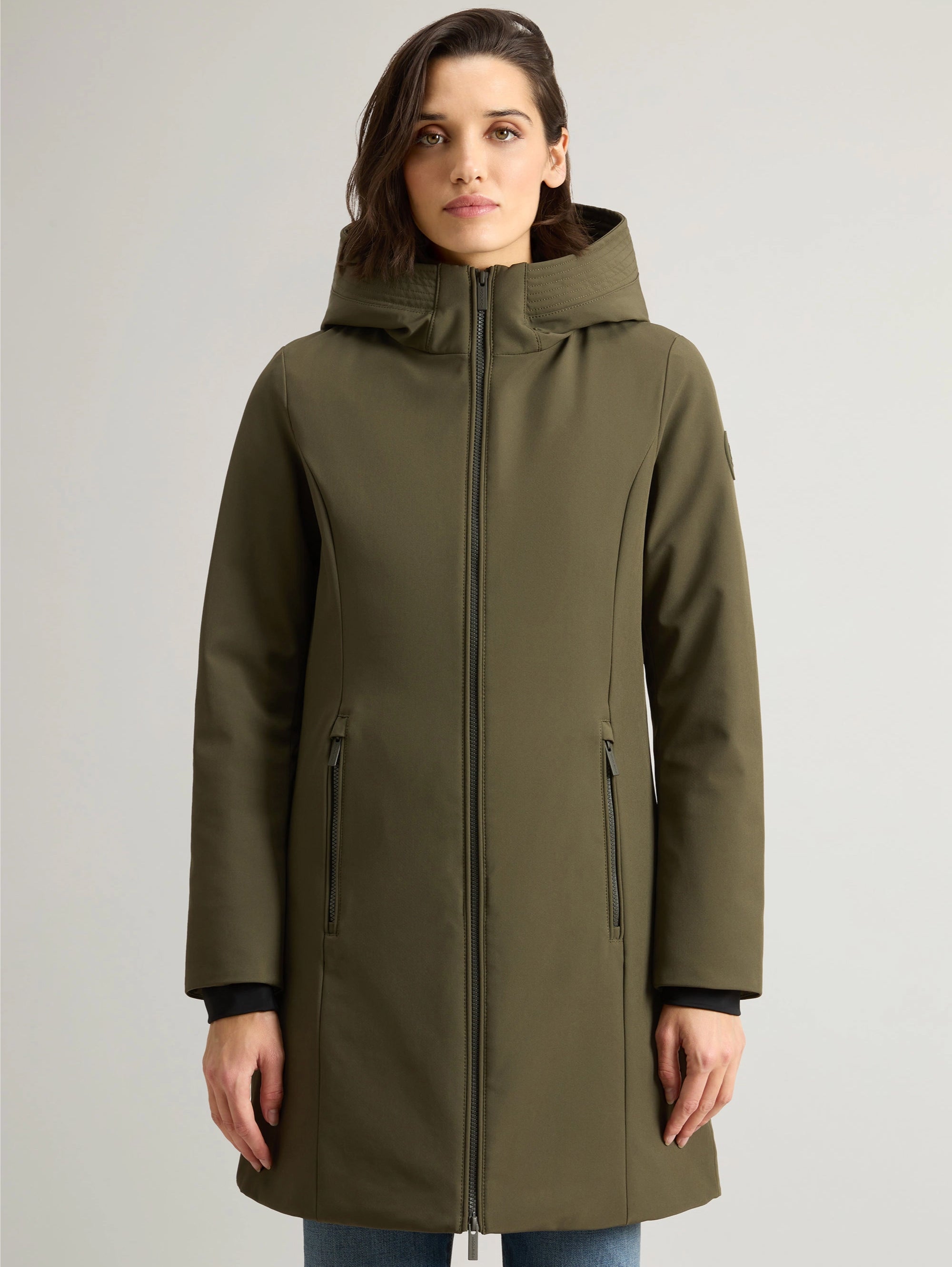 WOOLRICH-Parka Anti Vento con Cappuccio Firth Verde-TRYME Shop