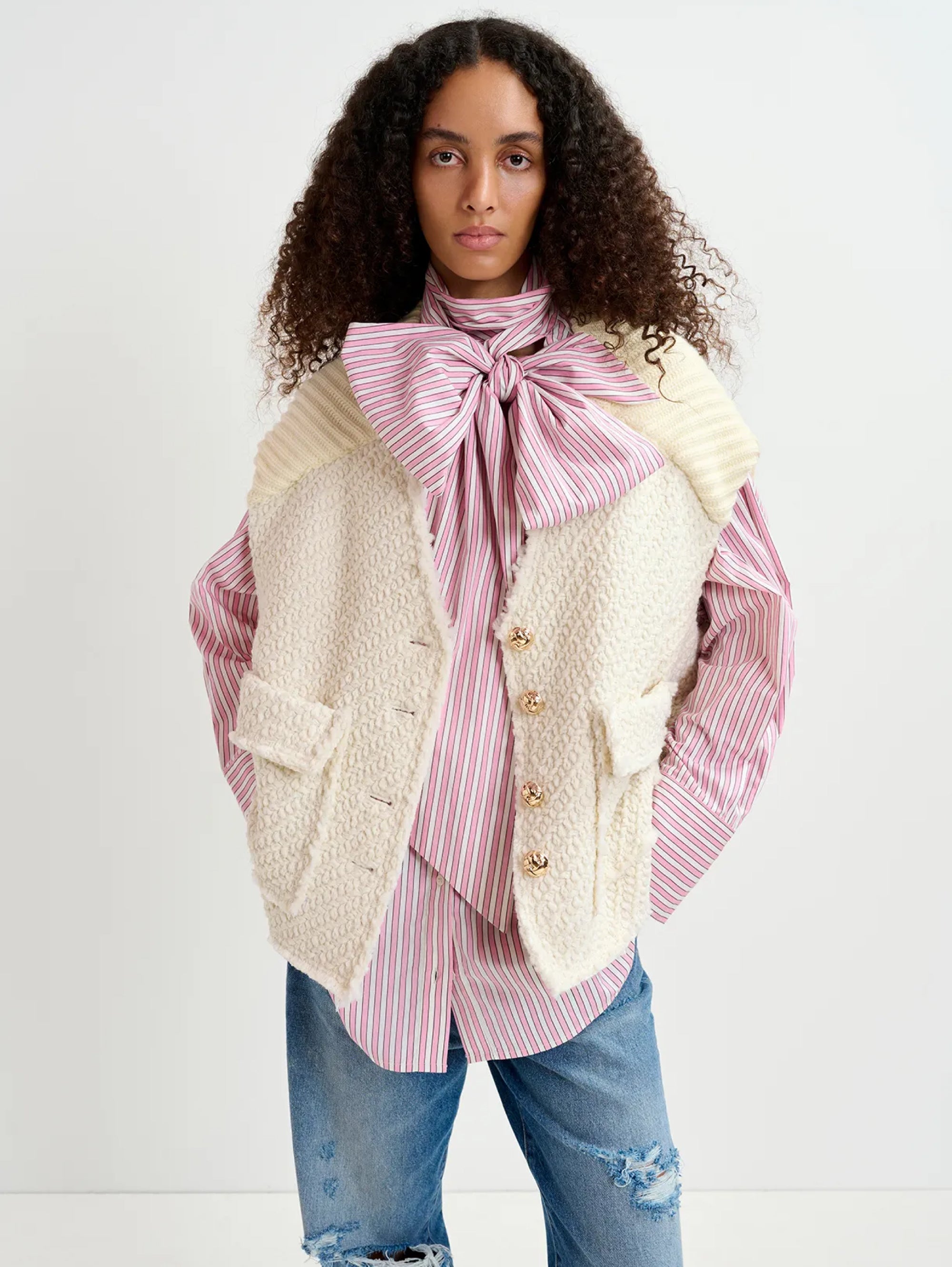 Gilet in Tweed Bianco