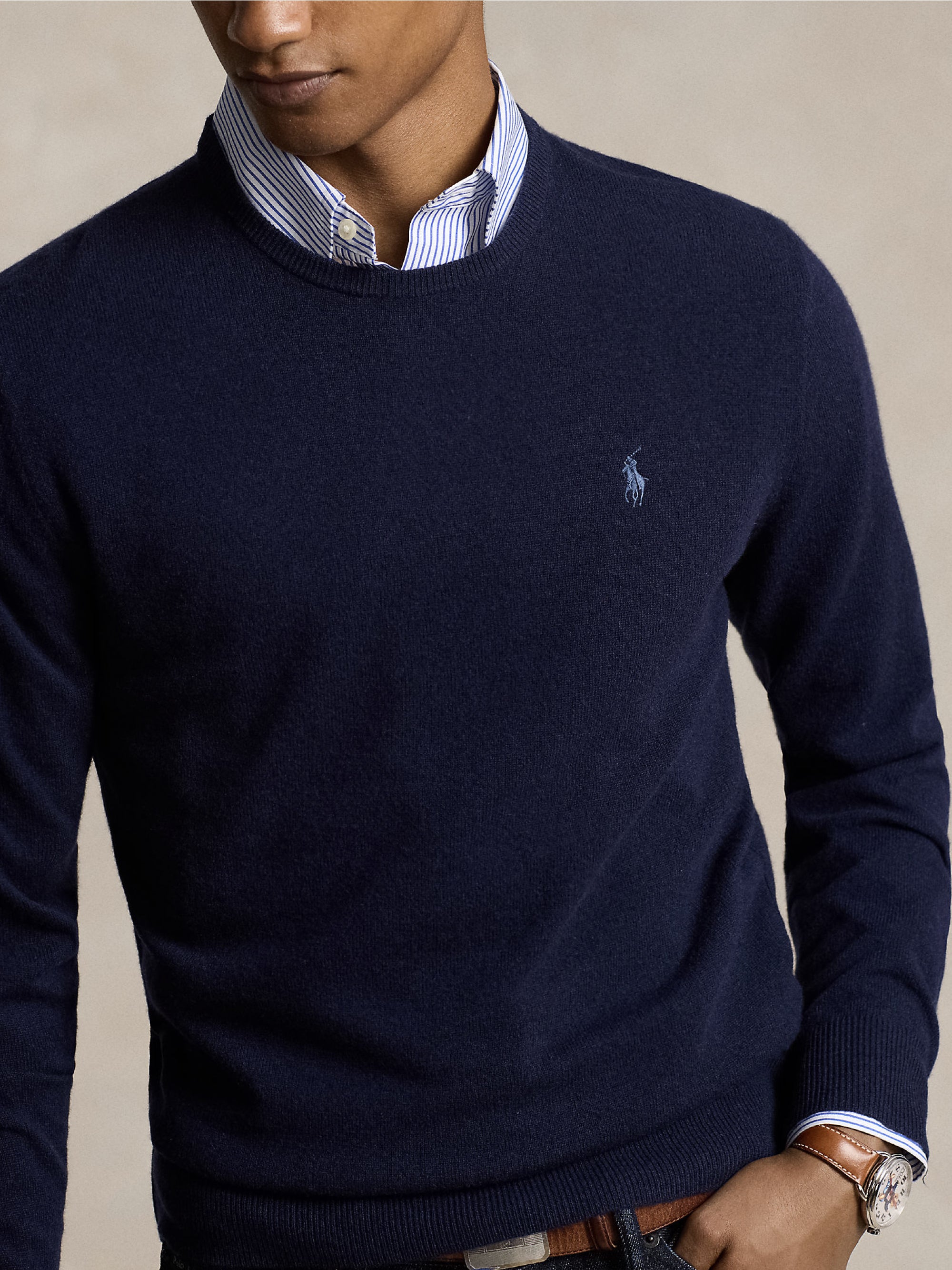 Blue Wool Crew Neck Sweater