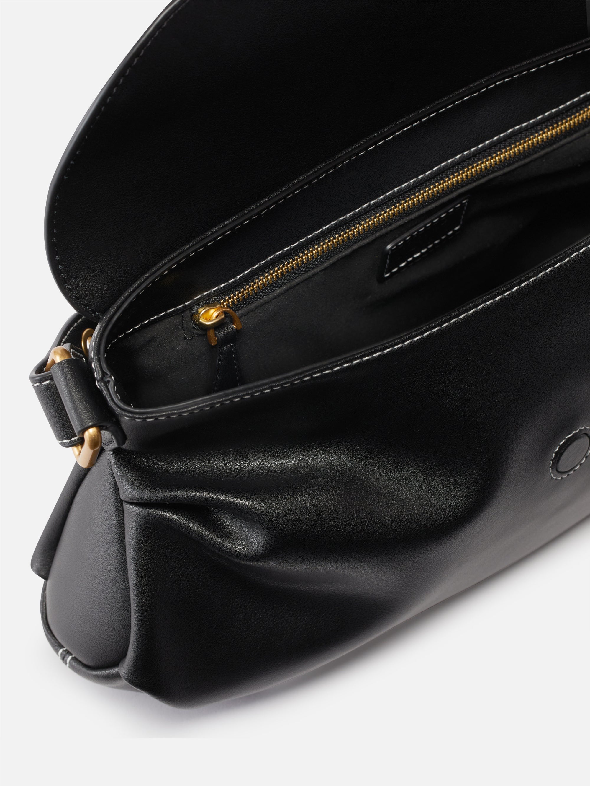 Black/Gold Crystal Leather Bag