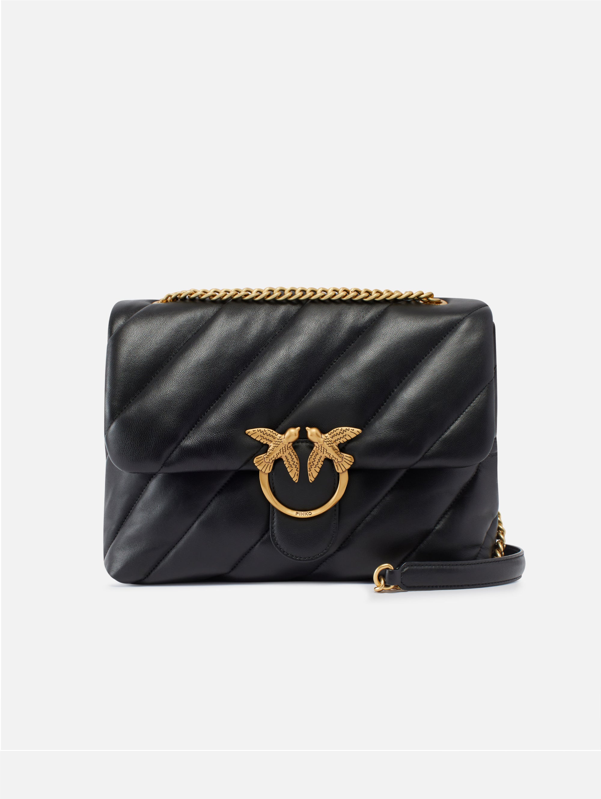 PINKO-Borsa Big Love Maxi in Nappa Nero/Oro-TRYME Shop