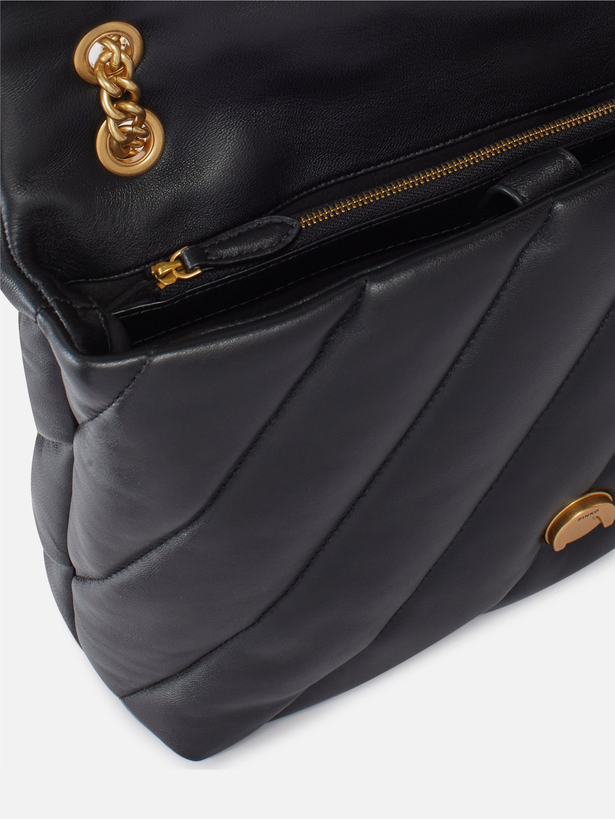 Big Love Maxi Bag in Black/Gold Nappa