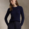 RALPH LAUREN-Maglia a Trecce in Misto Cashmere Blu Notte-TRYME Shop