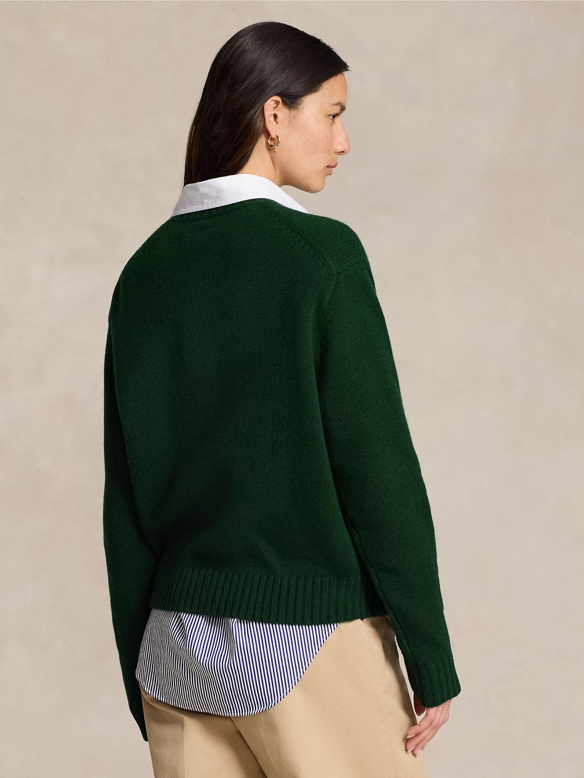 Maglia Polo Bear in Lana e Cashmere Verde