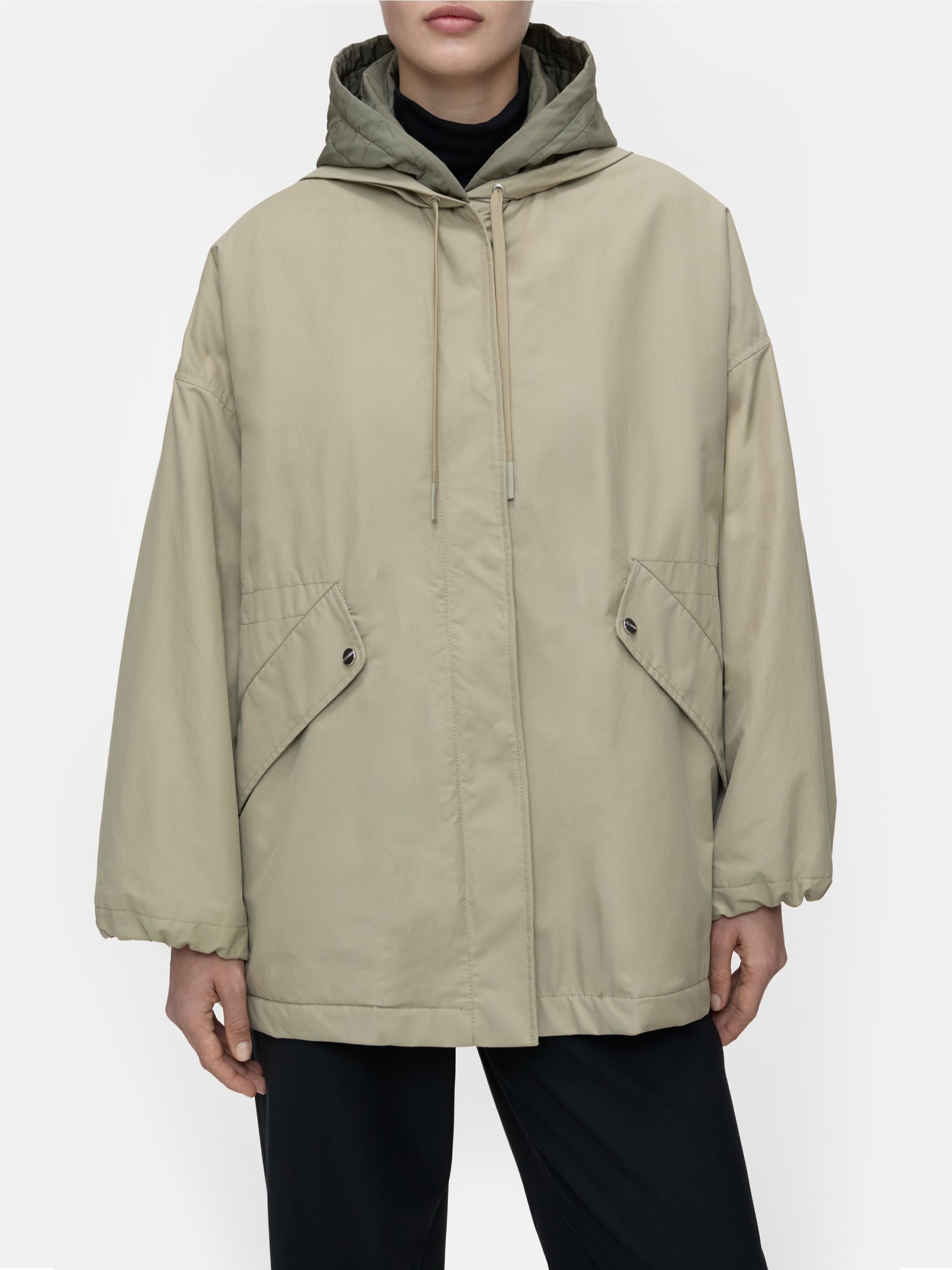 CLOSED Parka a Trapezio con Cappuccio Khaki