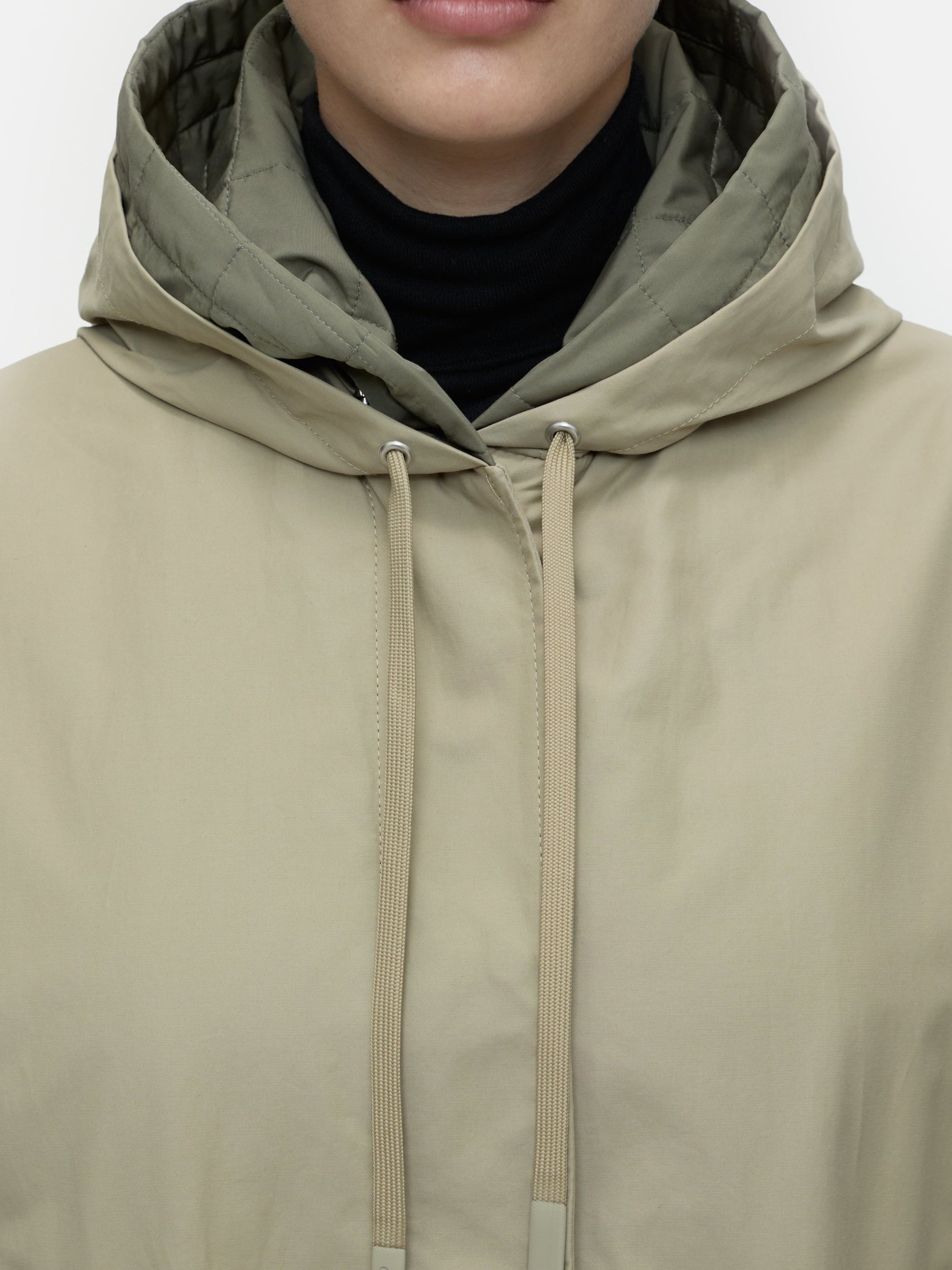 Khaki Hooded Trapeze Parka