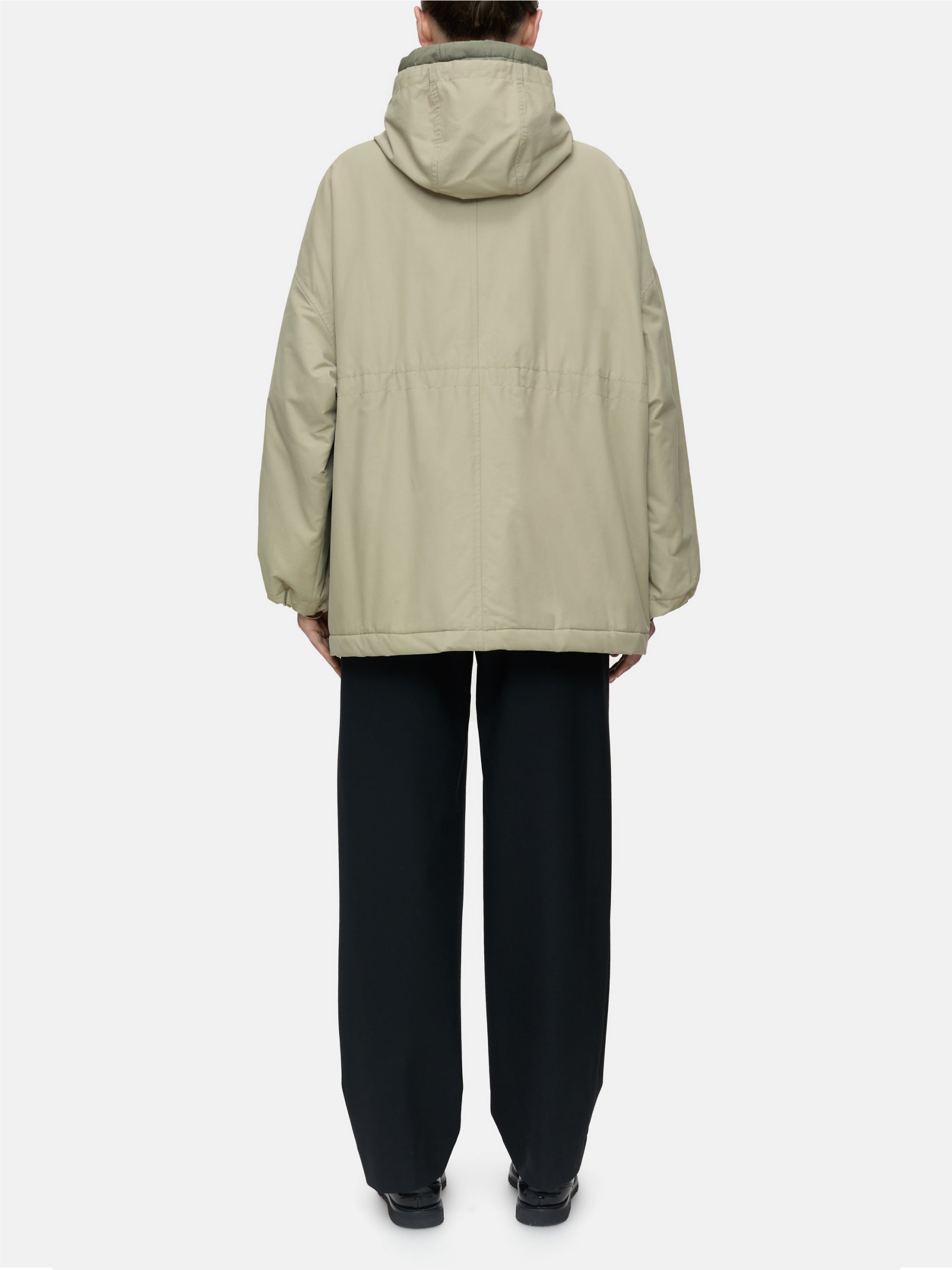 Khaki Hooded Trapeze Parka