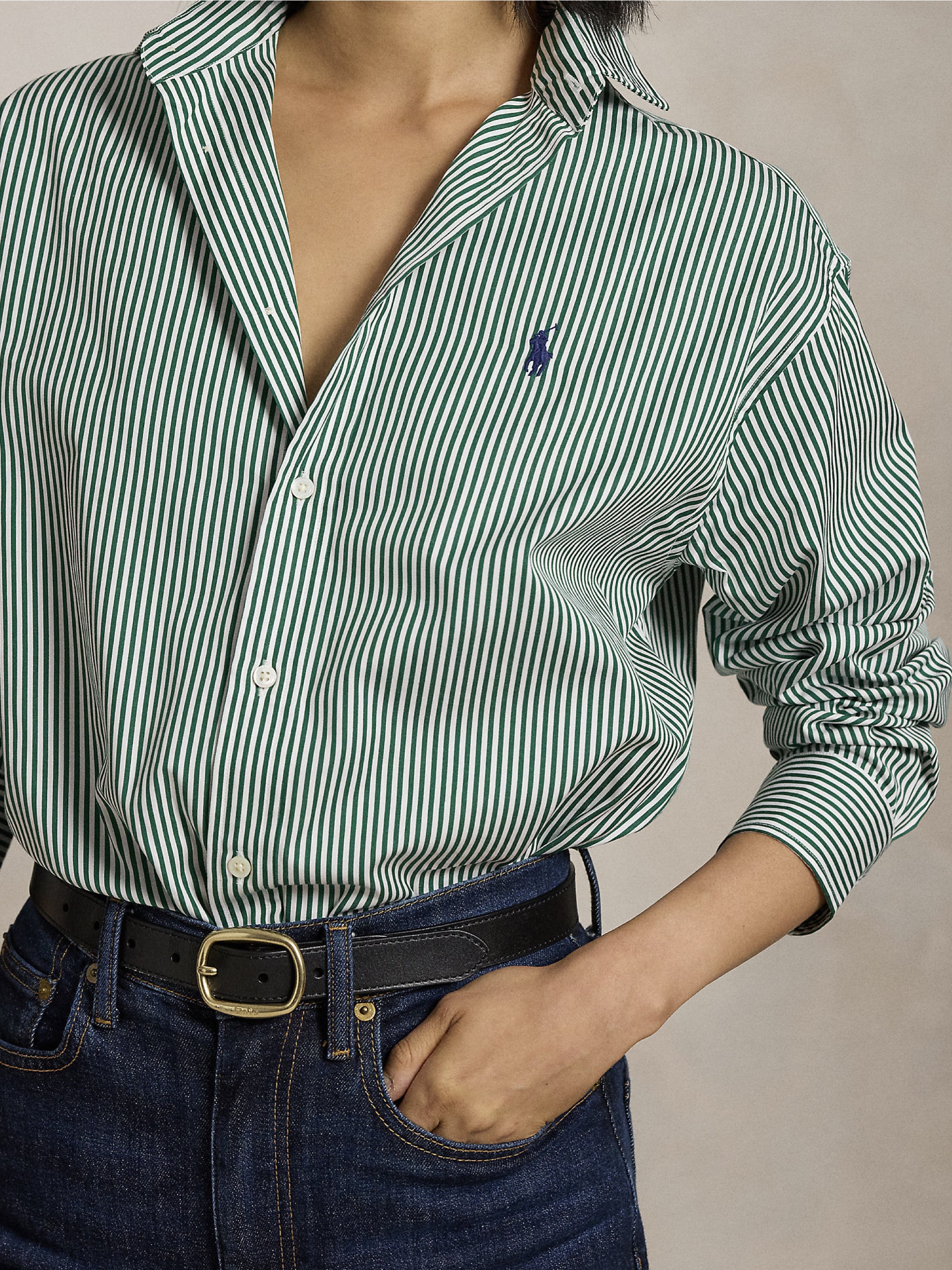 Green/White Striped Shirt