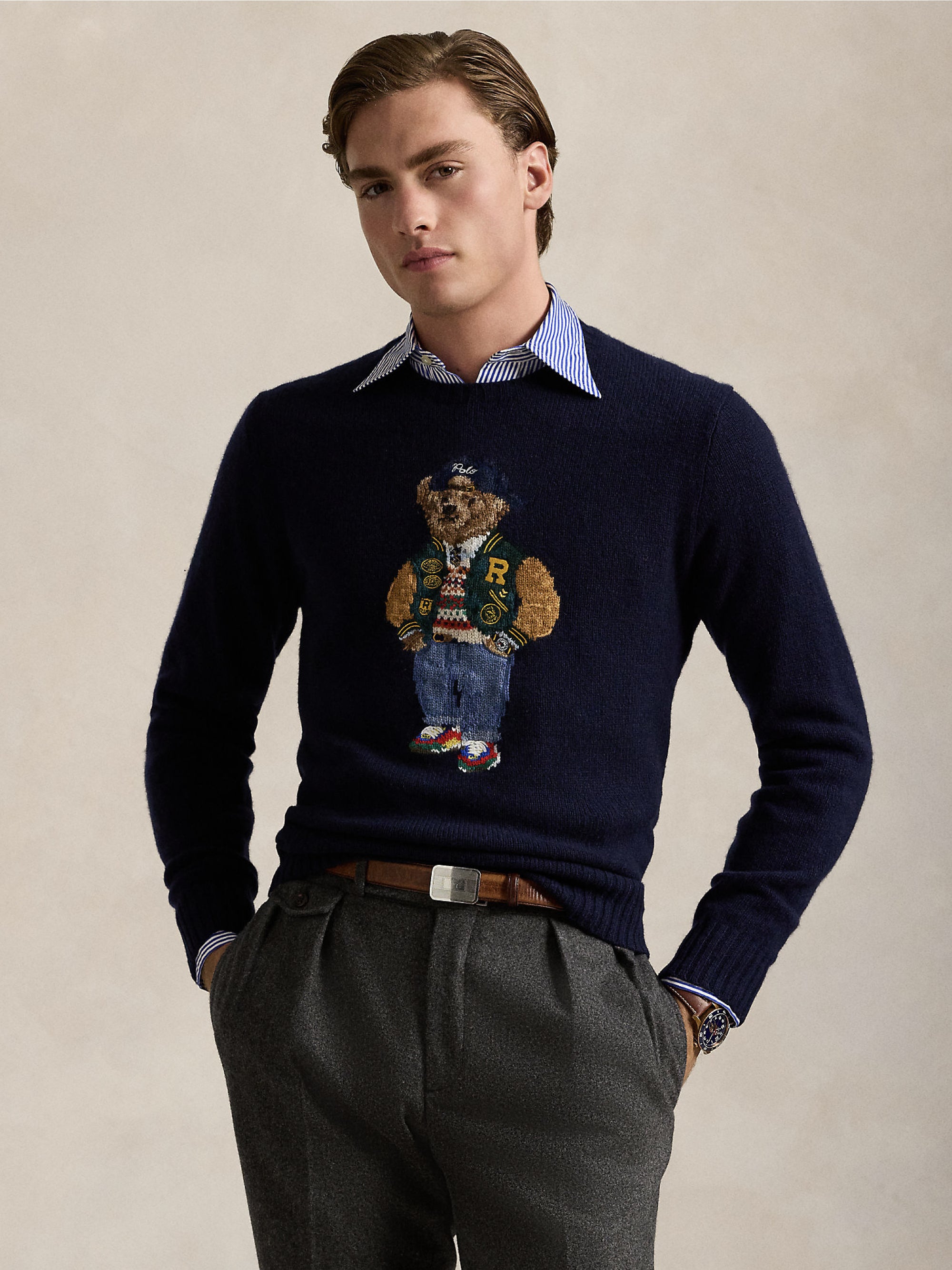 RALPH LAUREN-Maglione Polo Bear in Misto Cashmere Blu-TRYME Shop