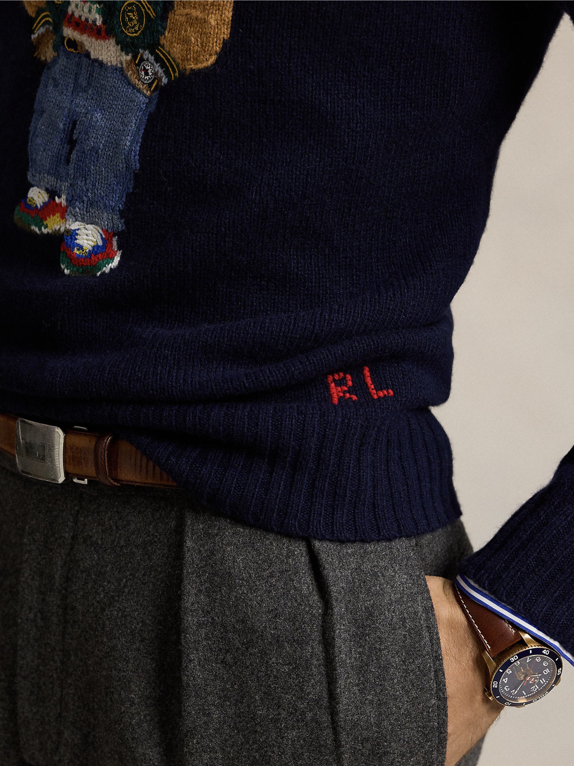 Polo Bear Sweater in Blue Cashmere Blend