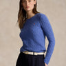 RALPH LAUREN-Maglia a Trecce in Misto Cashmere Blu-TRYME Shop