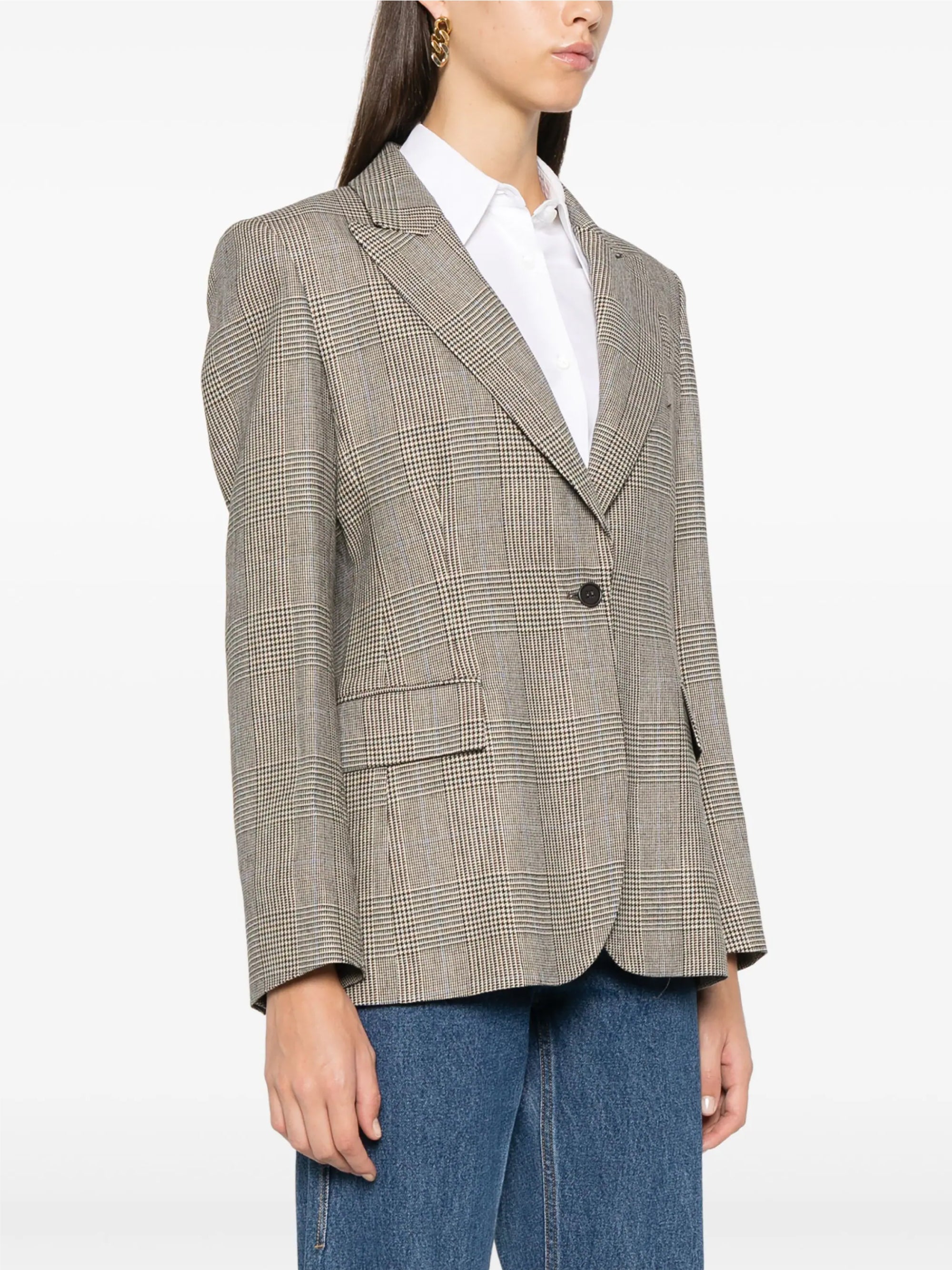 Brown Check Pattern Blazer