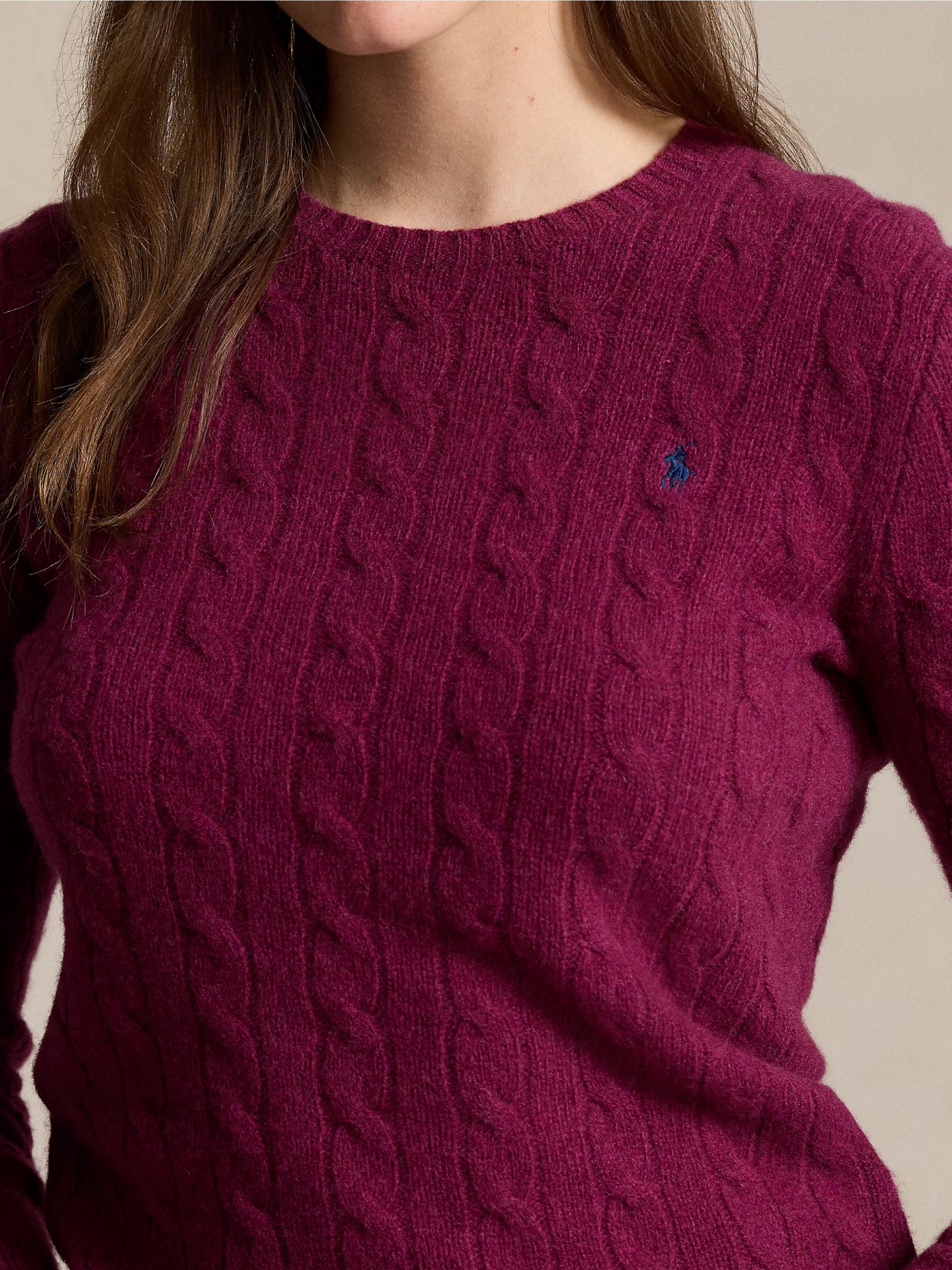 Plum Cashmere Blend Cable Sweater