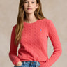 RALPH LAUREN-Maglia a Trecce in Misto Cashmere Rosa-TRYME Shop