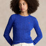 RALPH LAUREN-Maglia a Trecce in Cotone Blu Royal-TRYME Shop