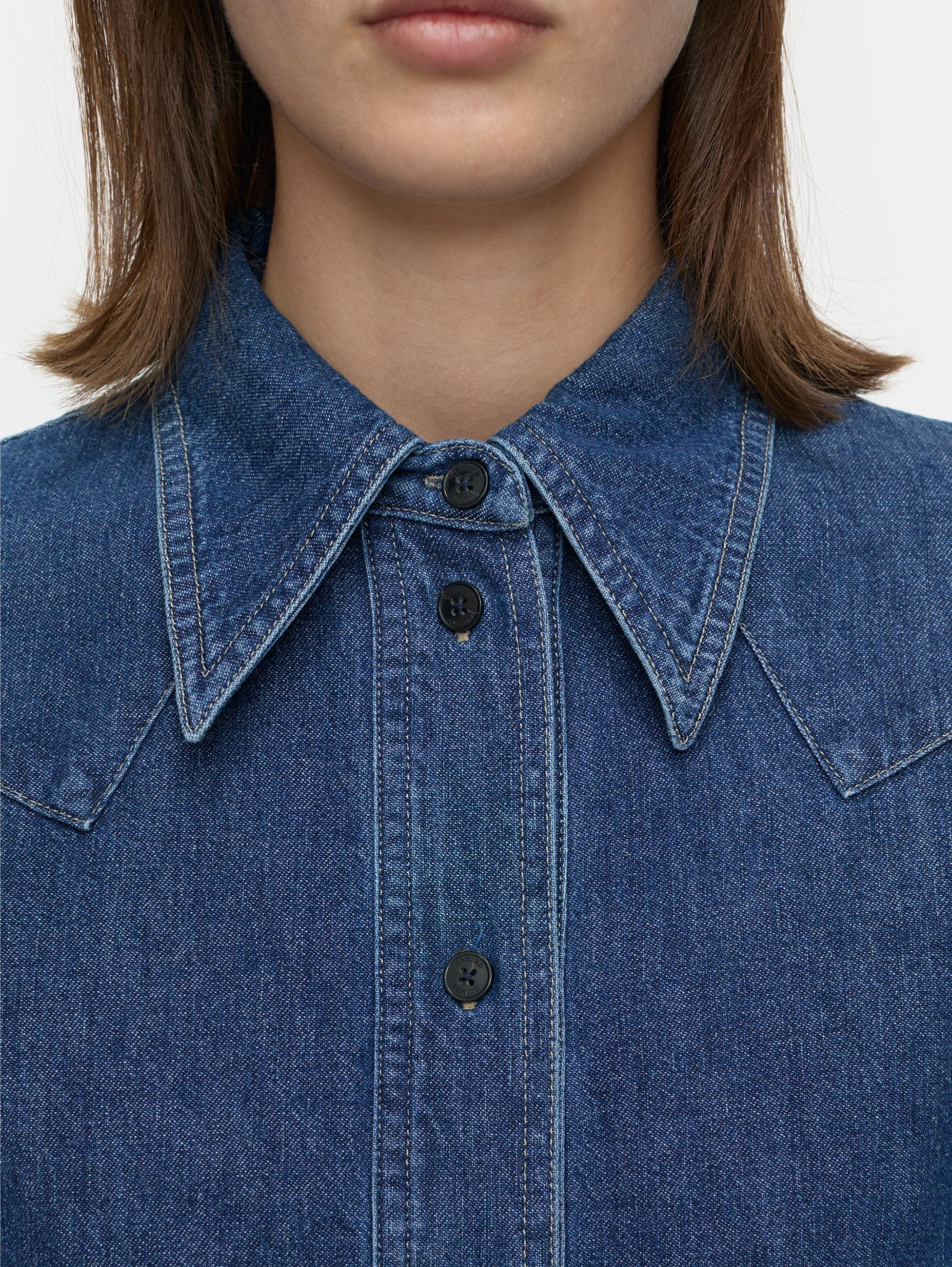 Camicia Western in Denim Blu