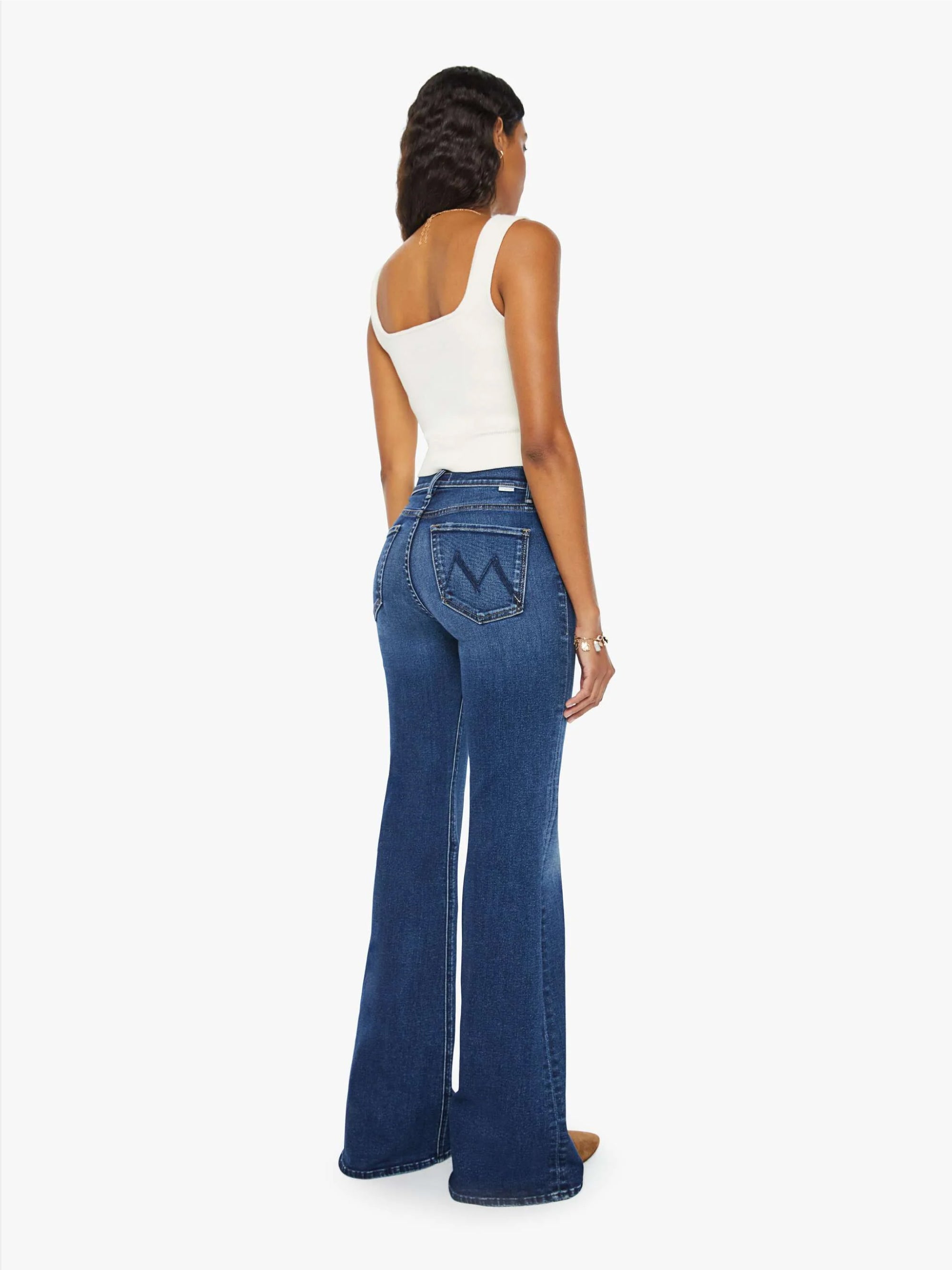 High-Waisted Jeans with Flared Leg Blue