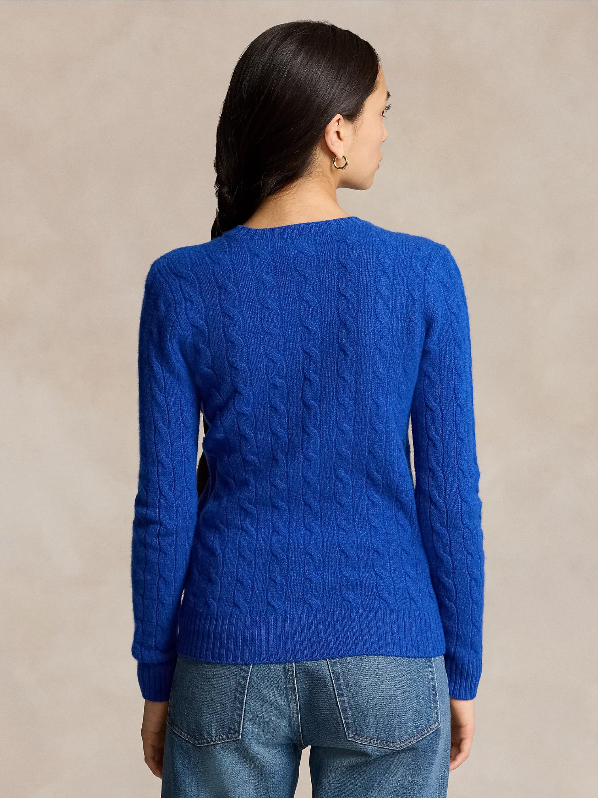 Royal Blue Cashmere Blend Cable Sweater