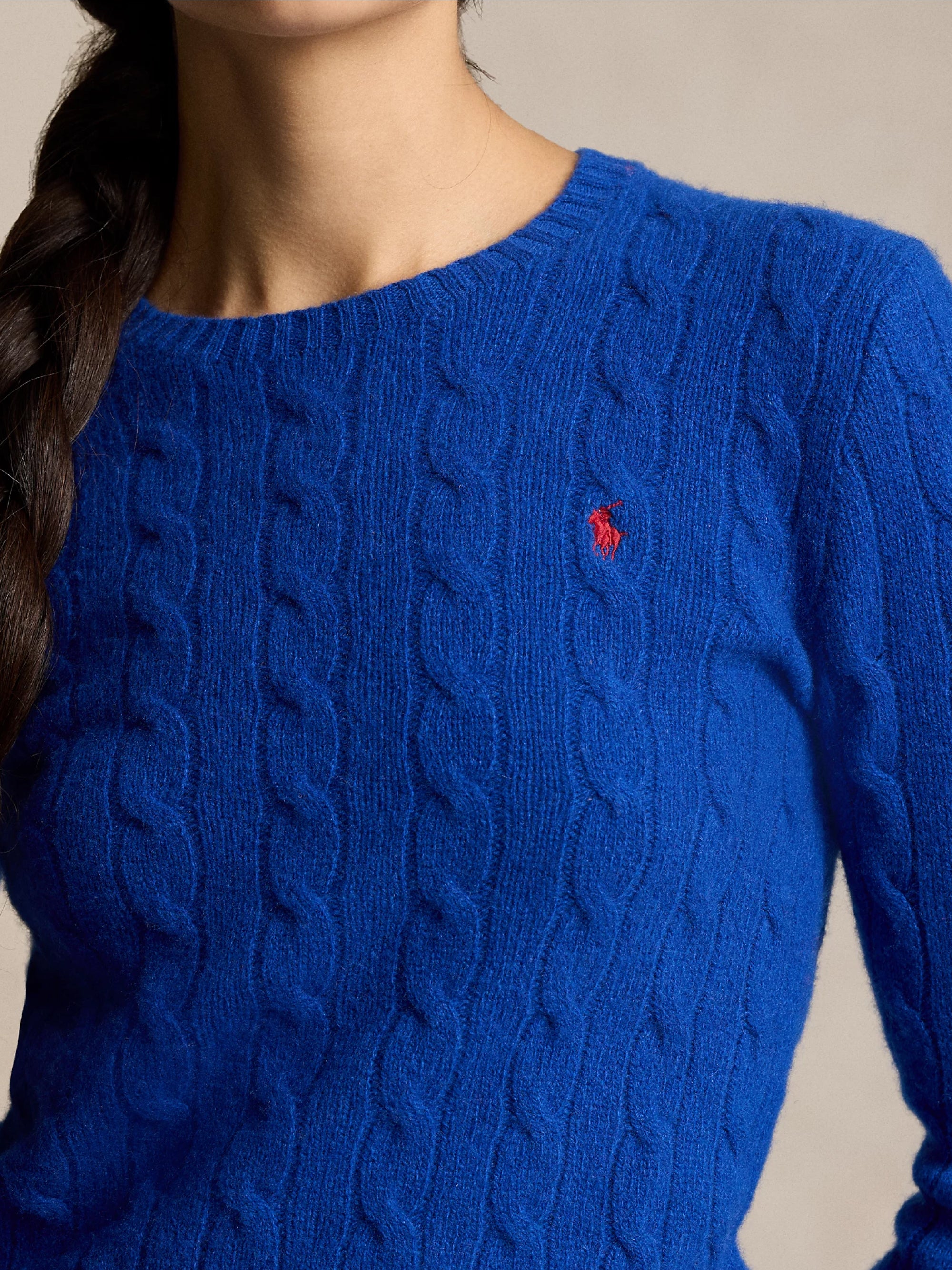 Royal Blue Cashmere Blend Cable Sweater