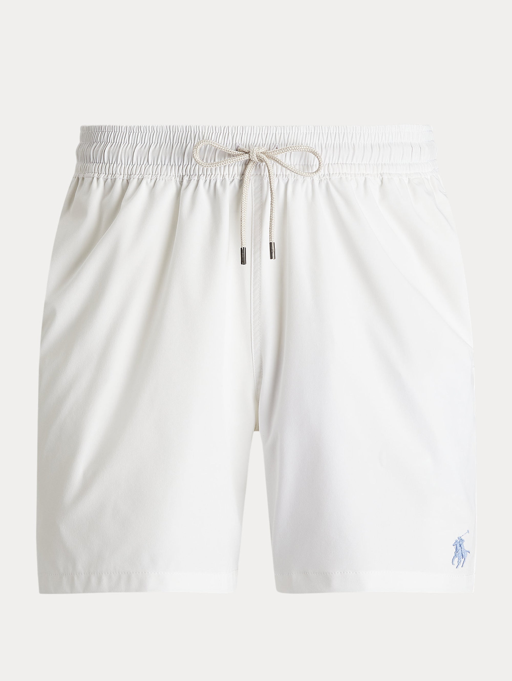 Traveler White Solid Color Swim Trunks