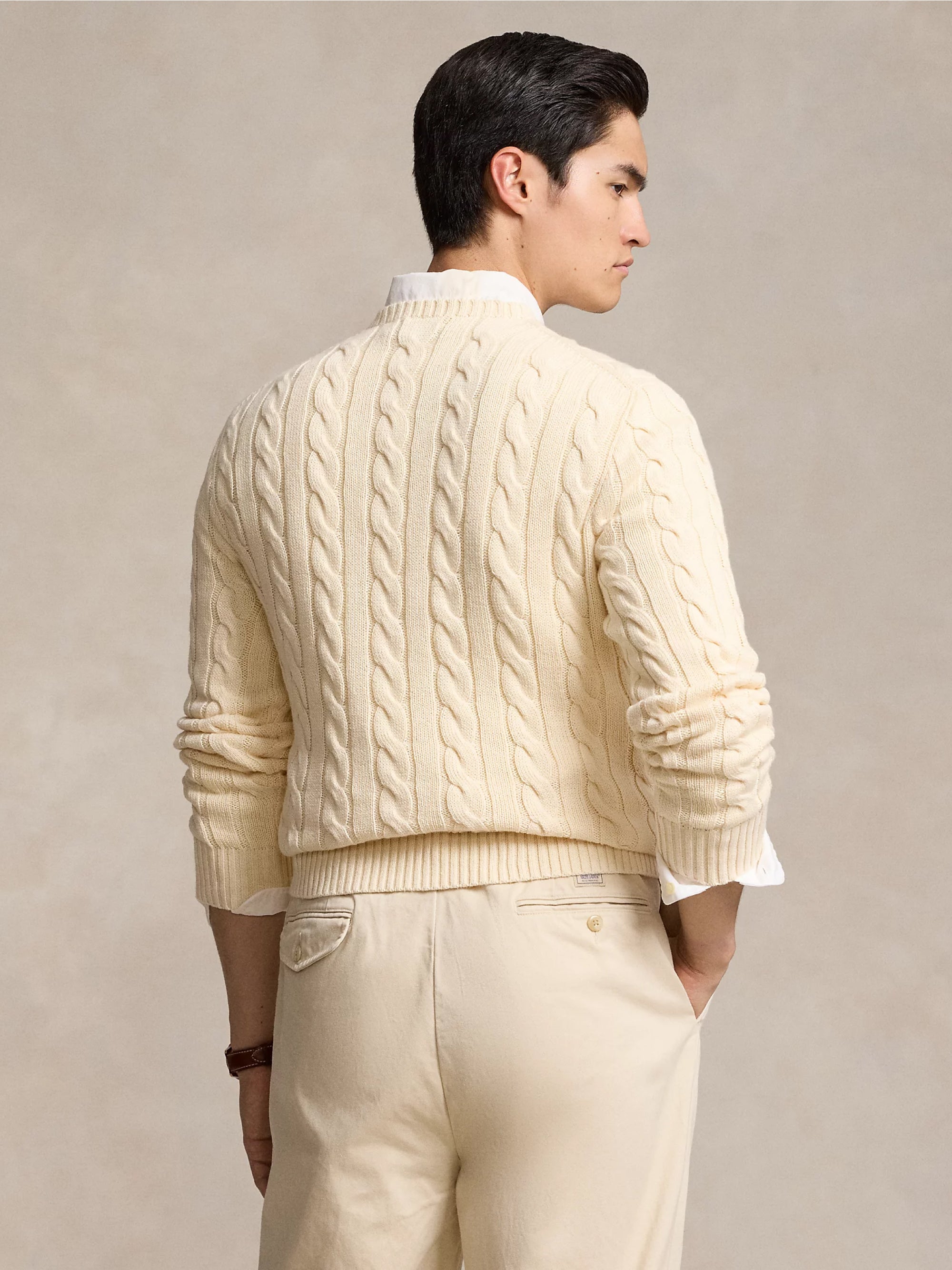 White Cable Knit Cotton Sweater