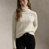 RALPH LAUREN-Maglia con Collo Alto a Trecce Bianco-TRYME Shop